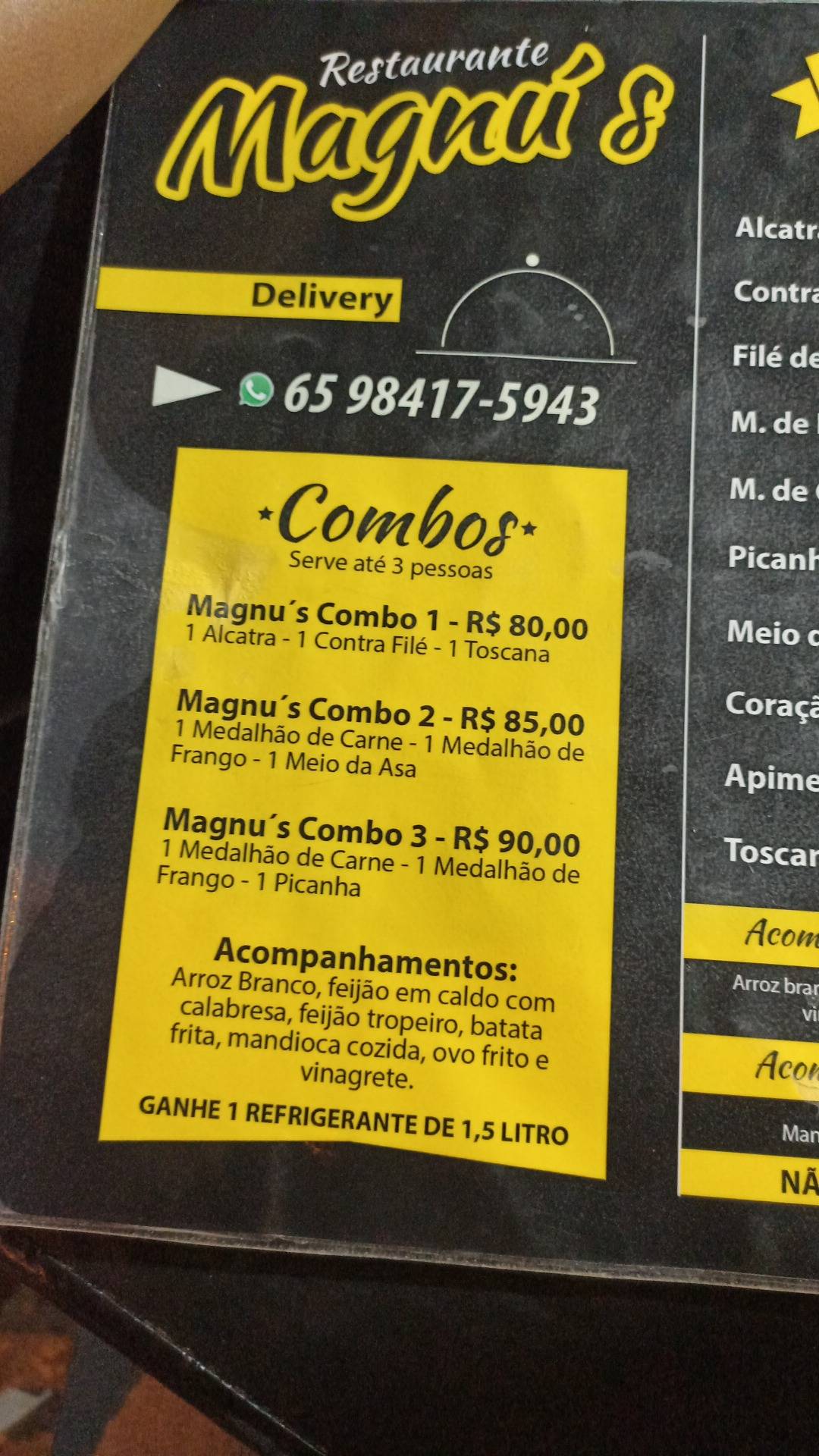 Magnu's Restaurante e Espetaria cardápio