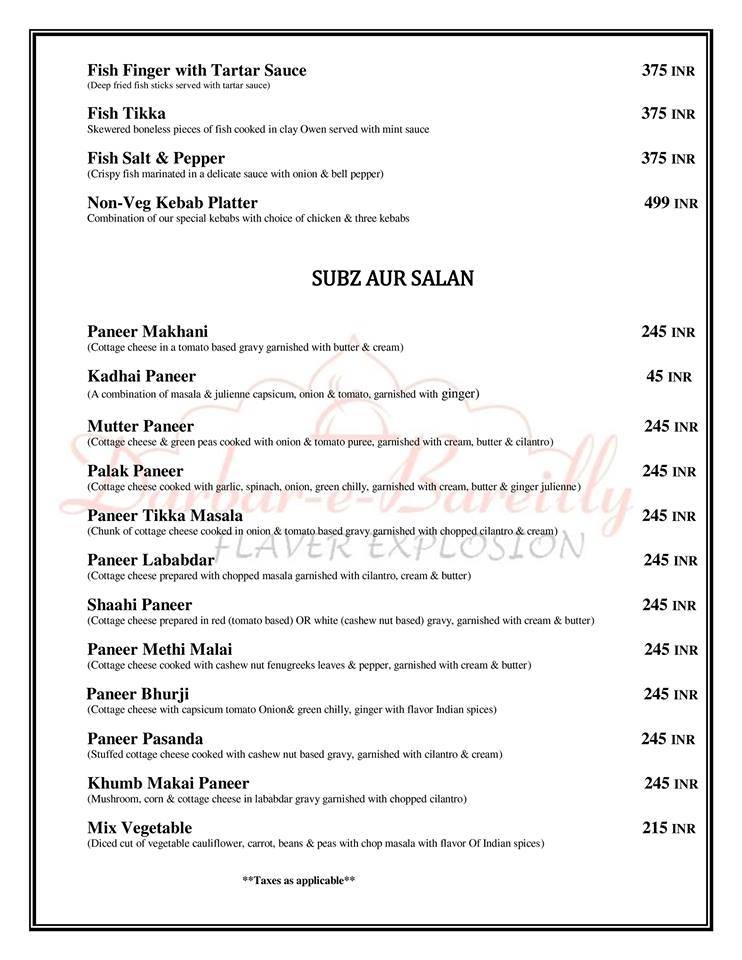 DEB Restro & Bar menu