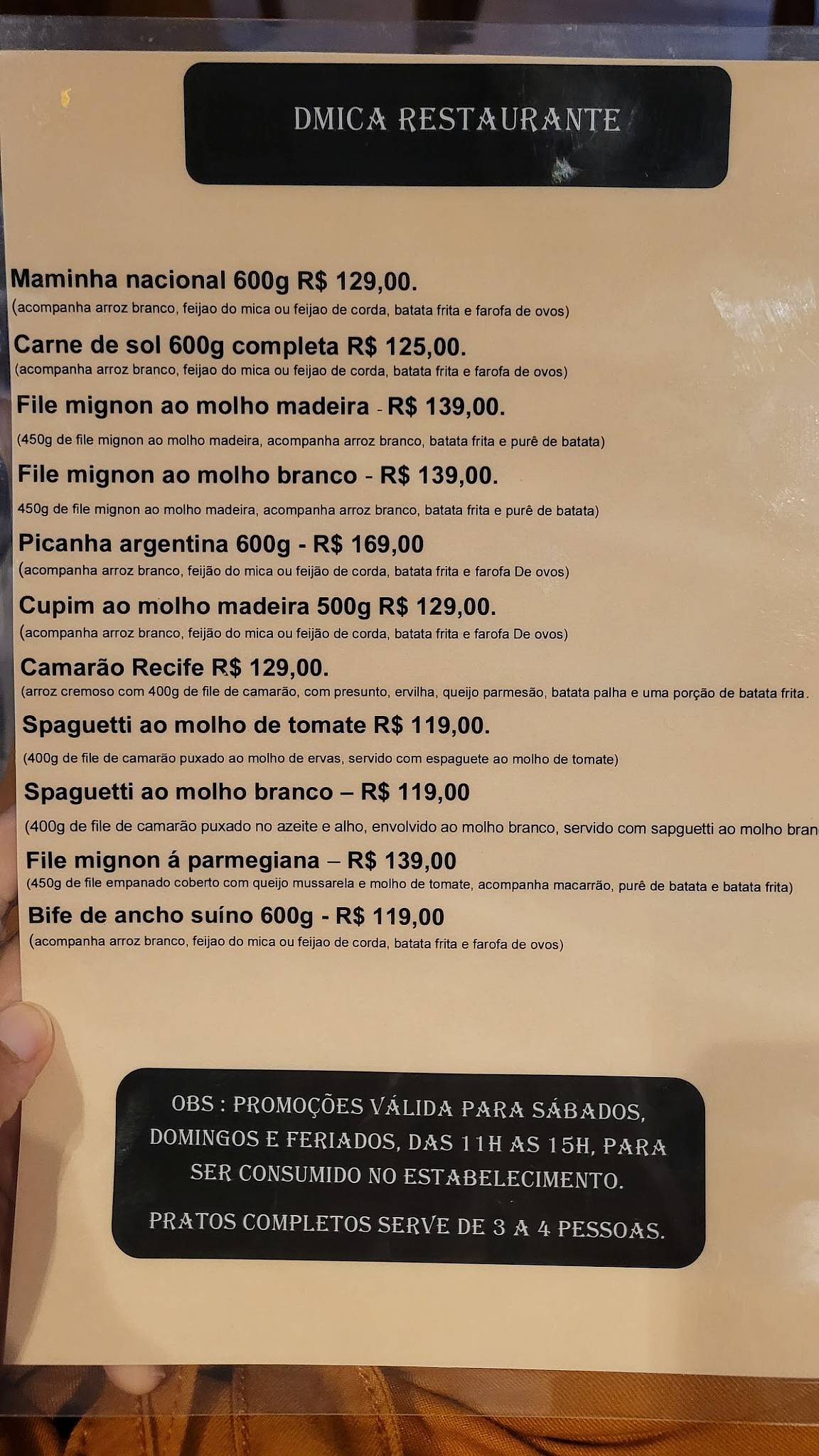 D'Mica Boteco Bar cardápio