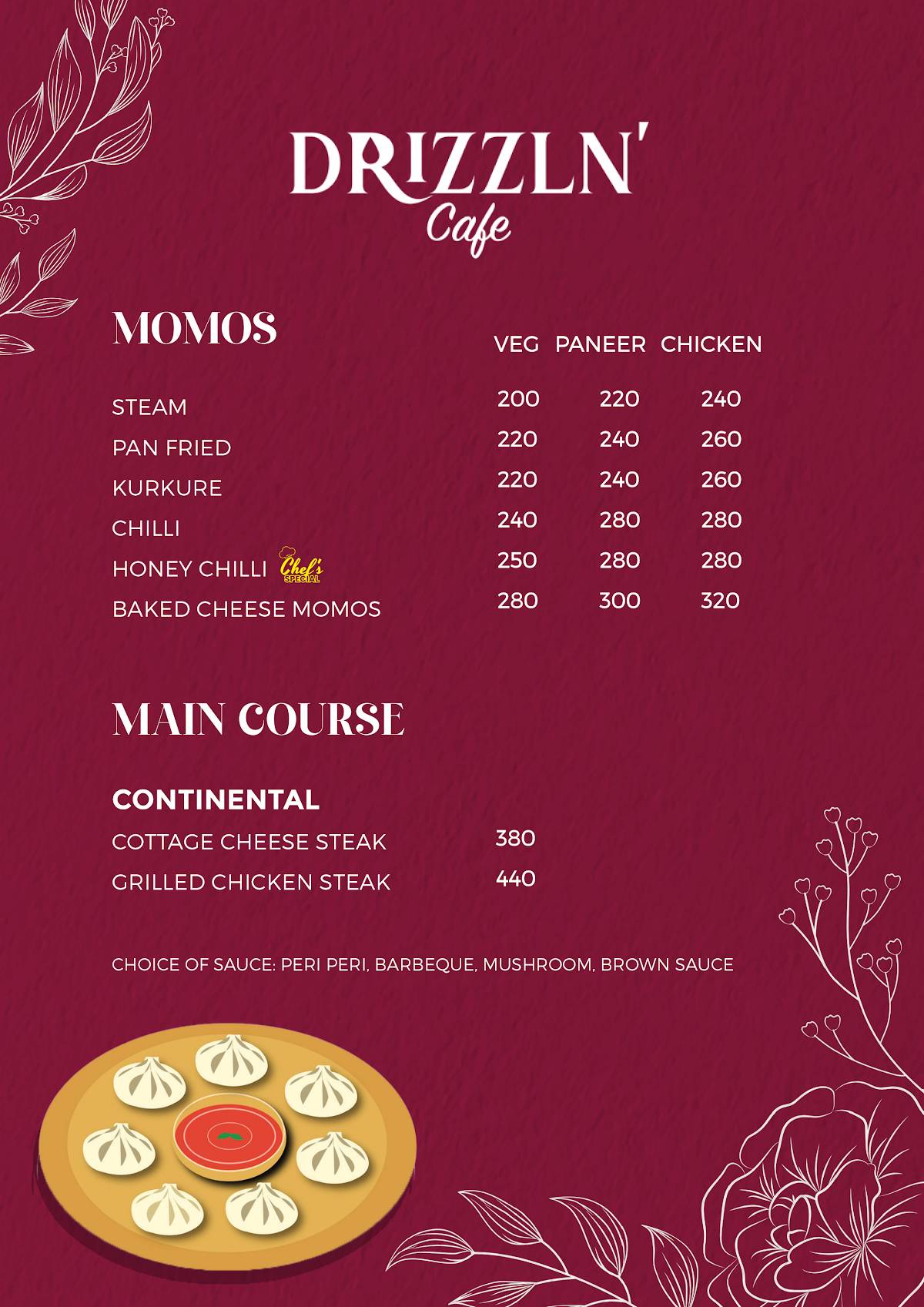 DRIZZLN' CAFE menu