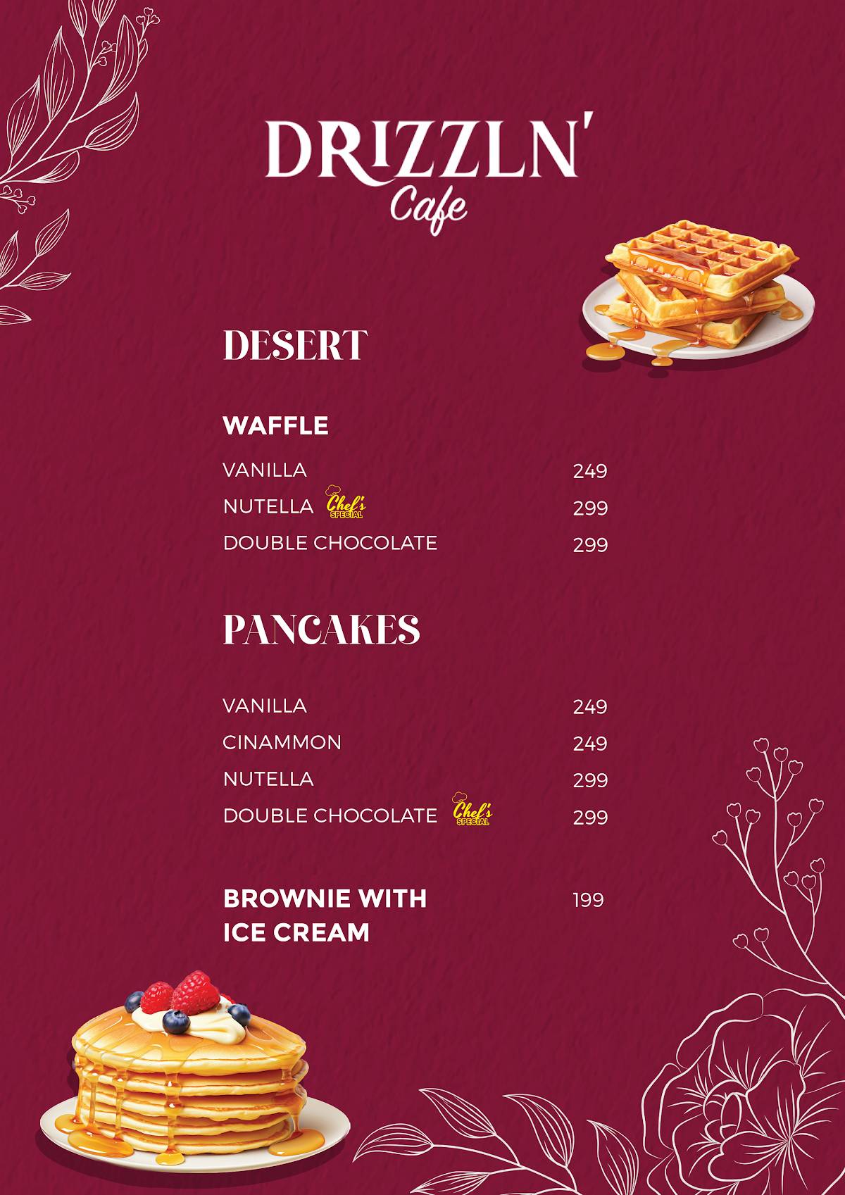DRIZZLN' CAFE menu