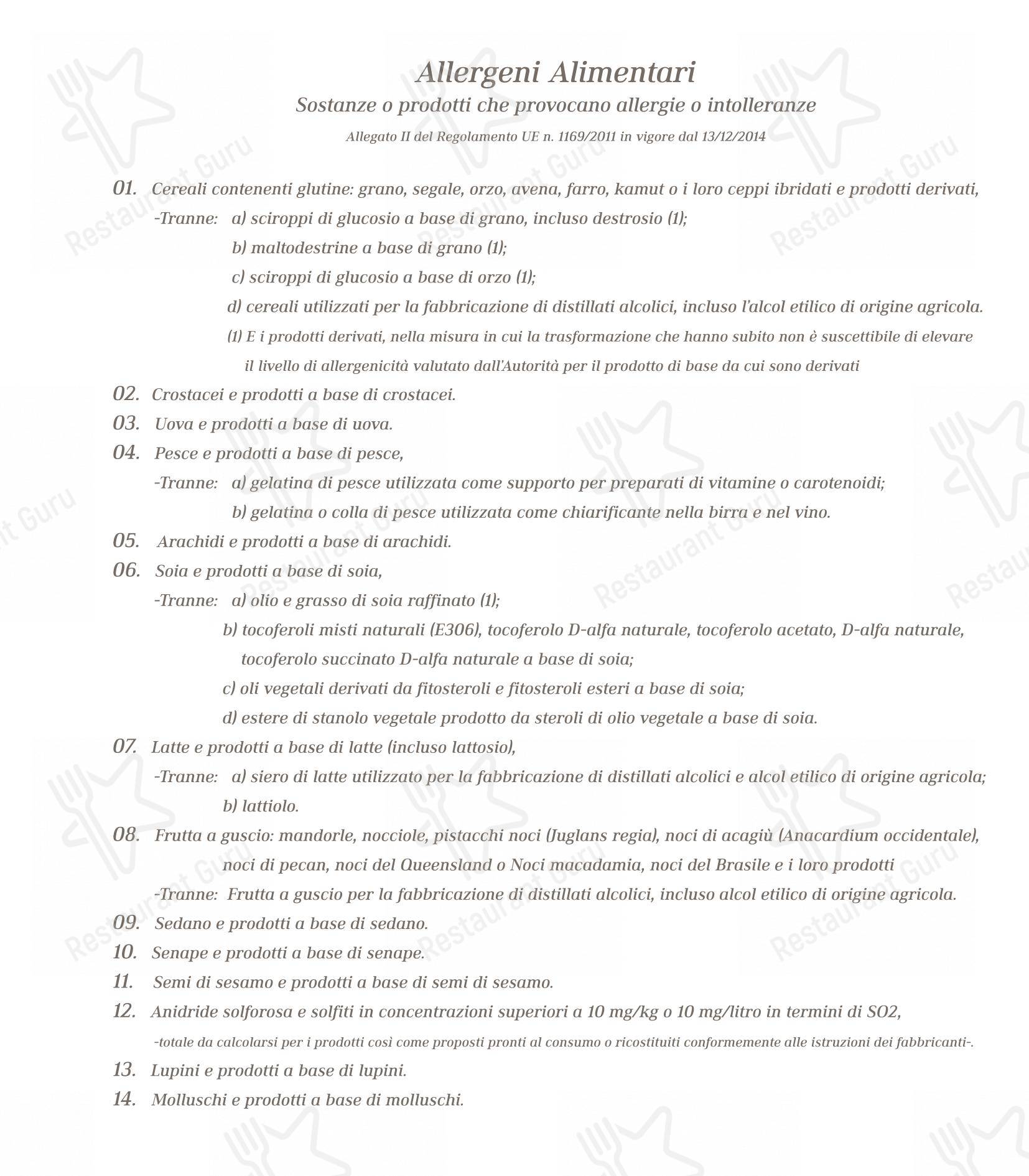 Da Bacco Osteria Gourmet in Monza - Menu bar
