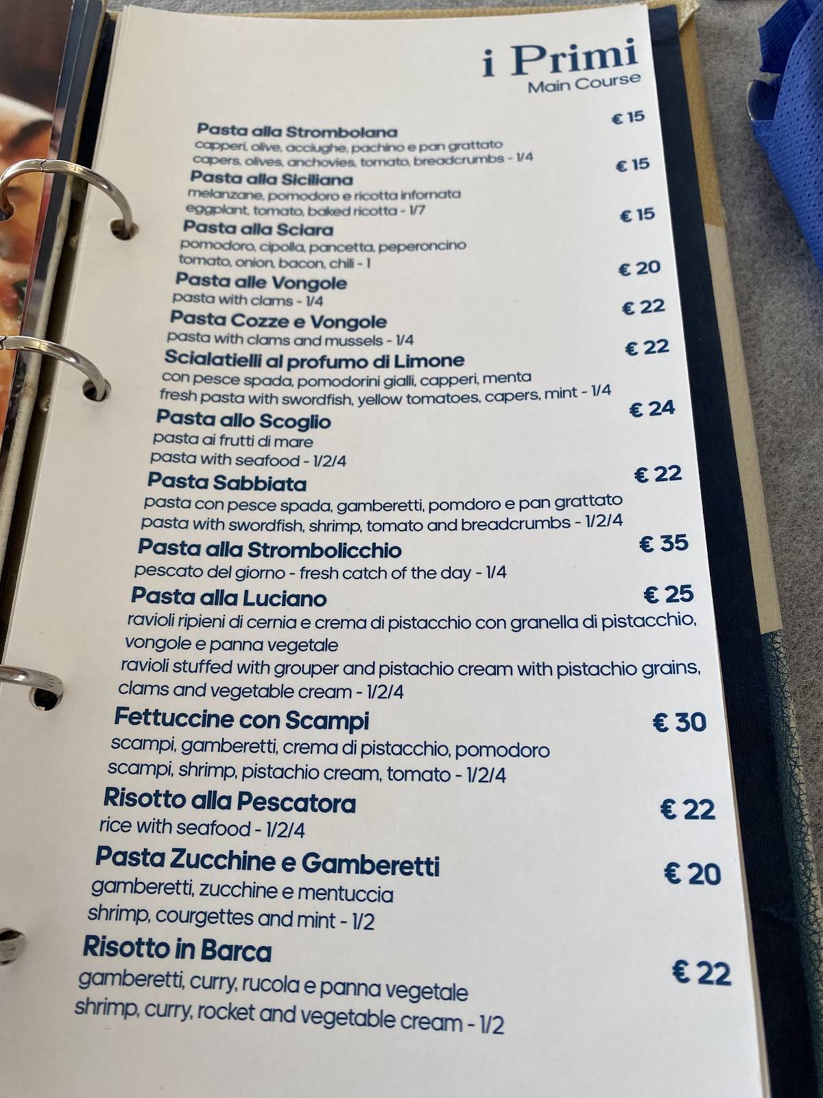 Menu di Da Luciano 