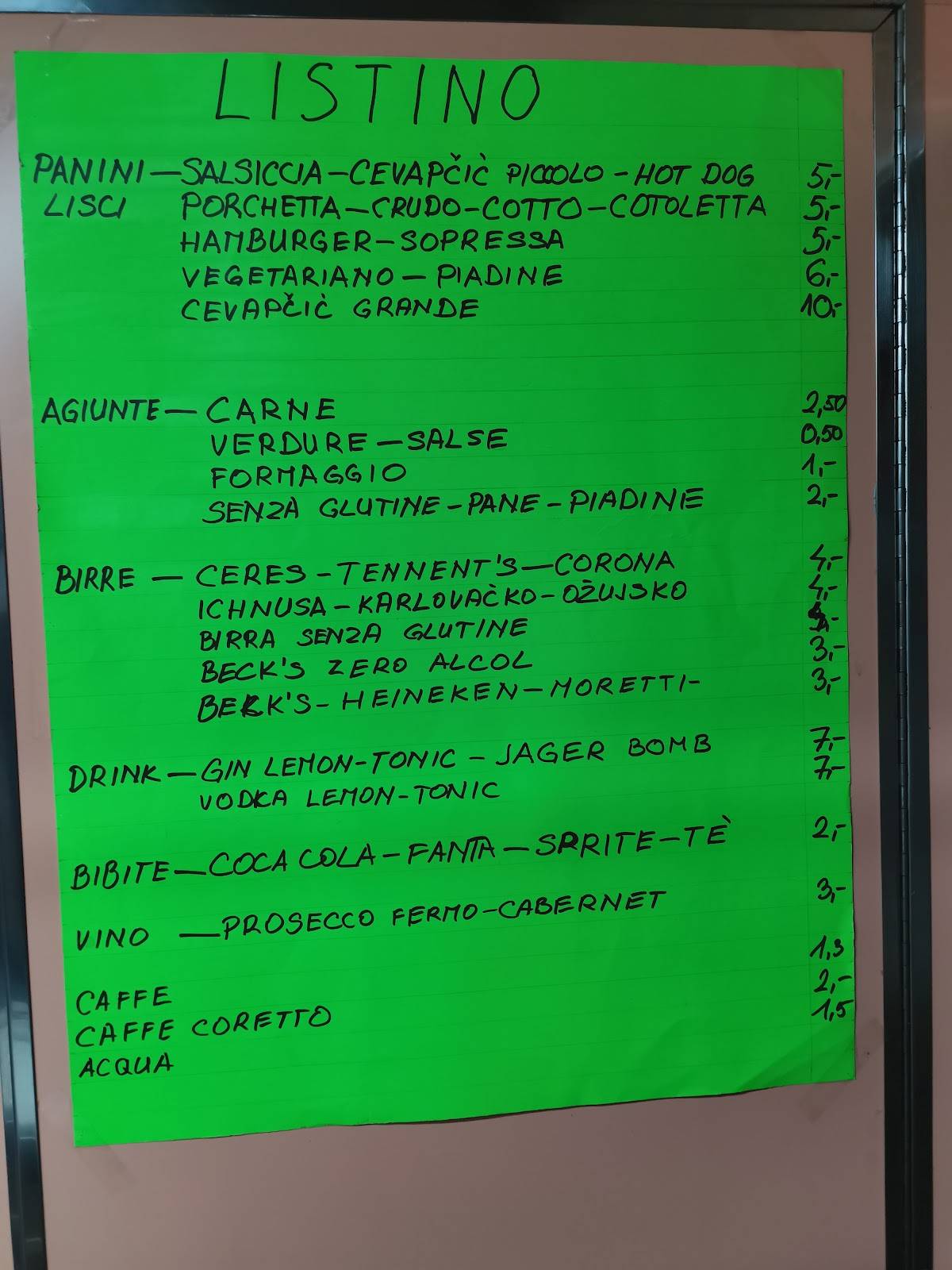 Menu di Da Marina e Mladen 