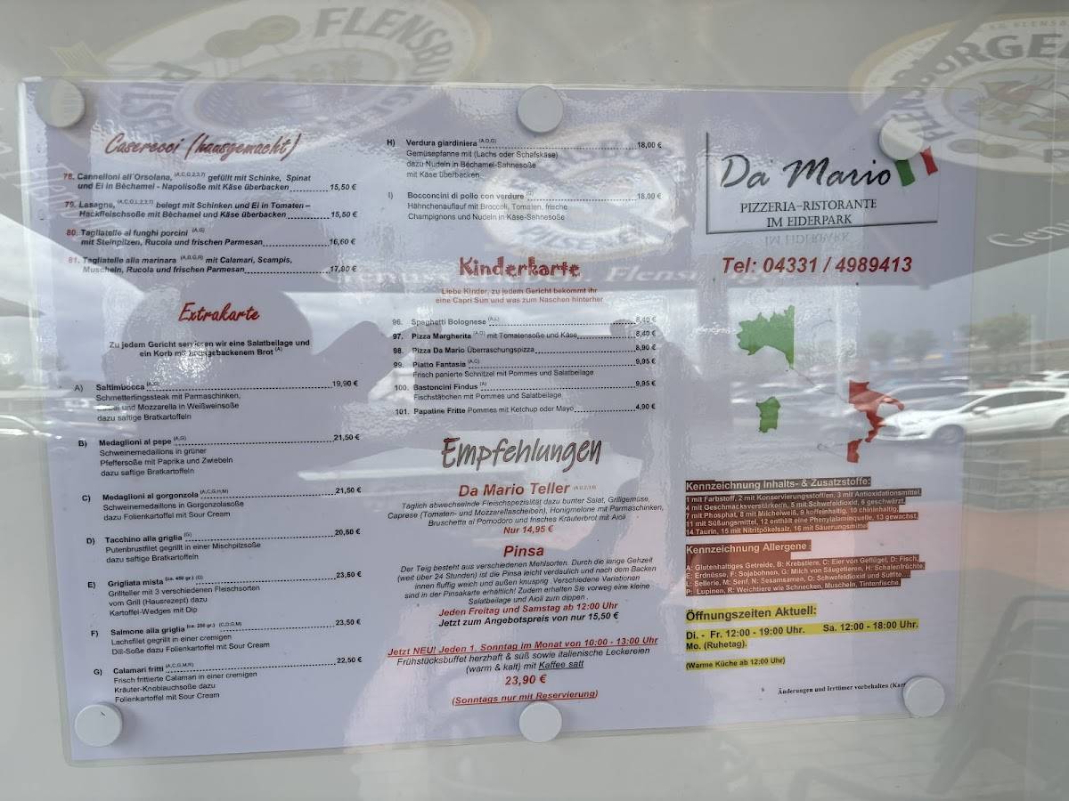 Menu de Da Mario Pizzeria - Ristorante