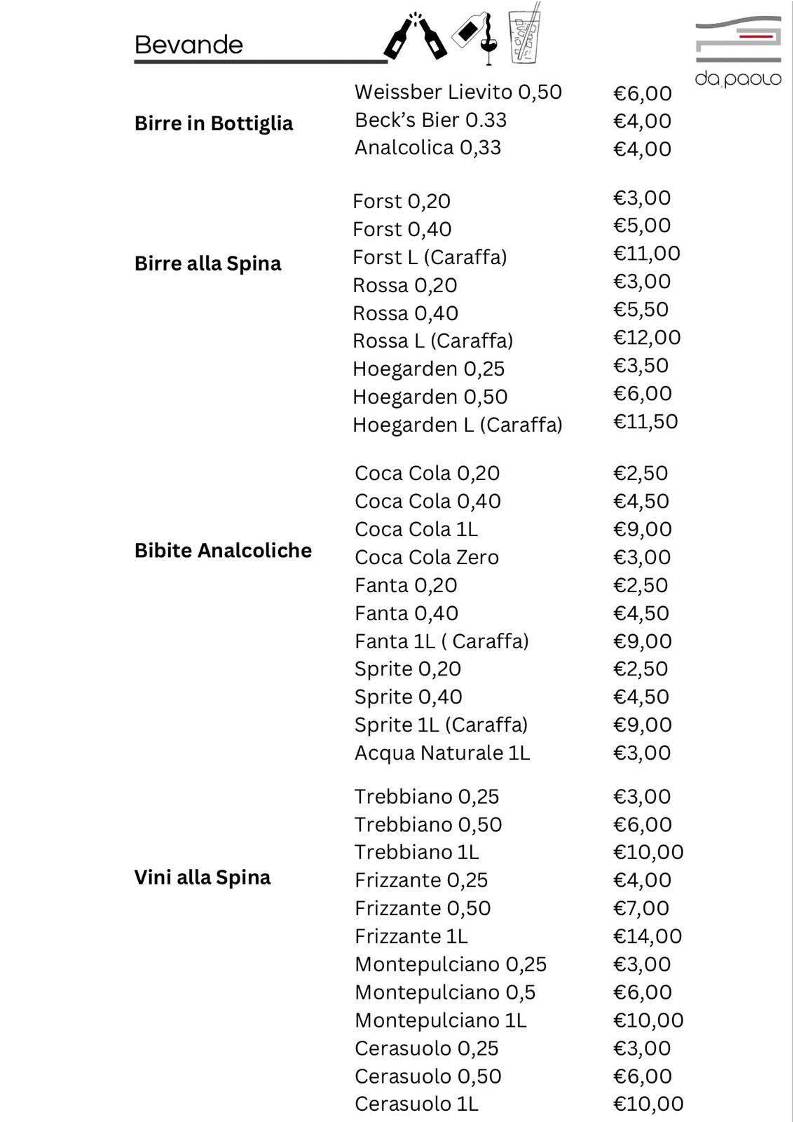 Menu di Da Paolo 