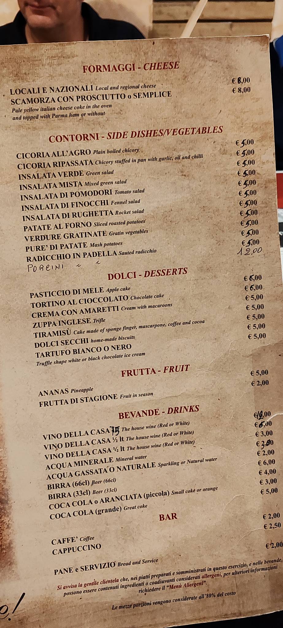 Menu di Hotel Ristorante da Righetto 