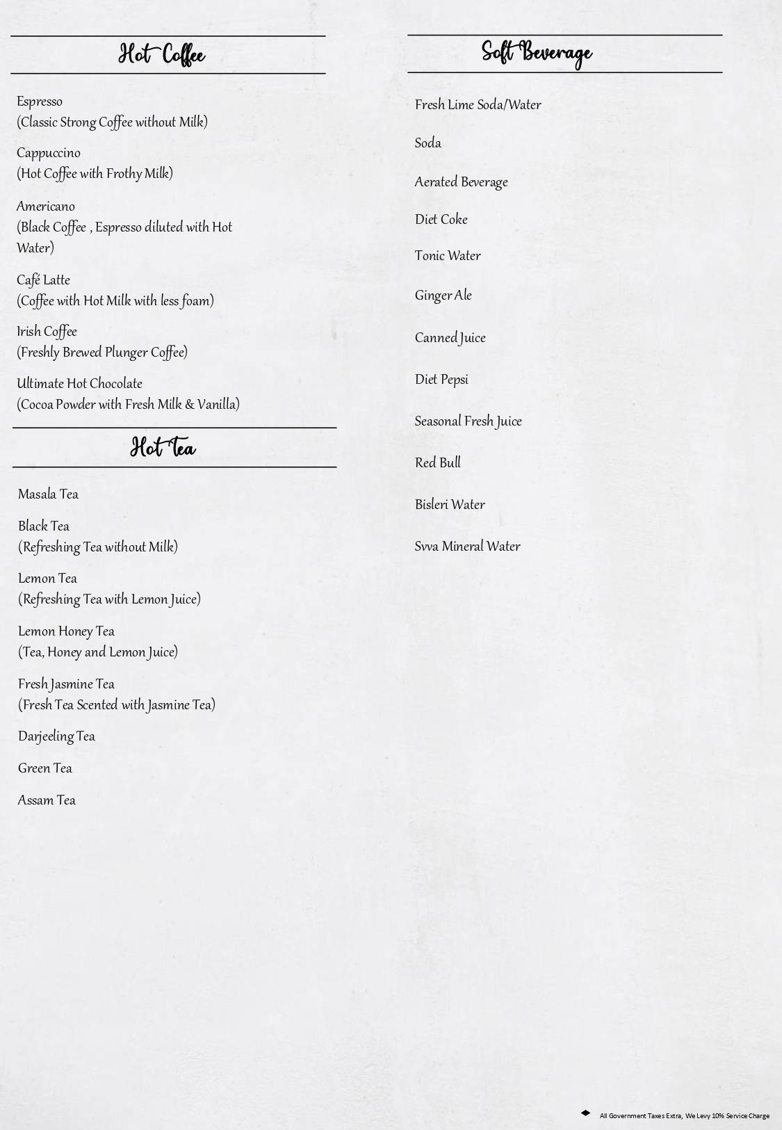 Daddy Rooftop Restaurant menu