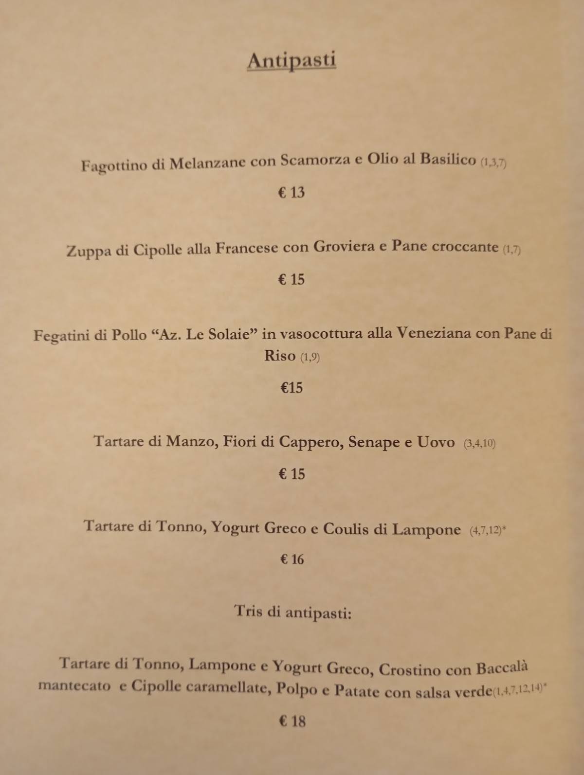 Menu di Dal Nic Trattoria 
