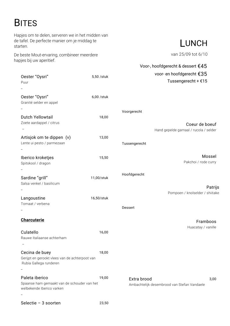 Menu de Mout