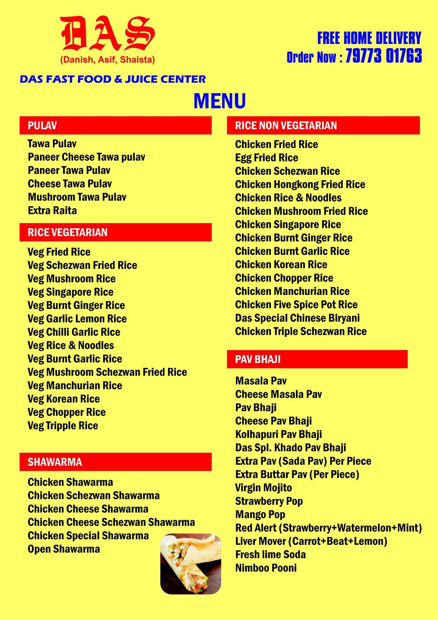 Das Fast Food menu