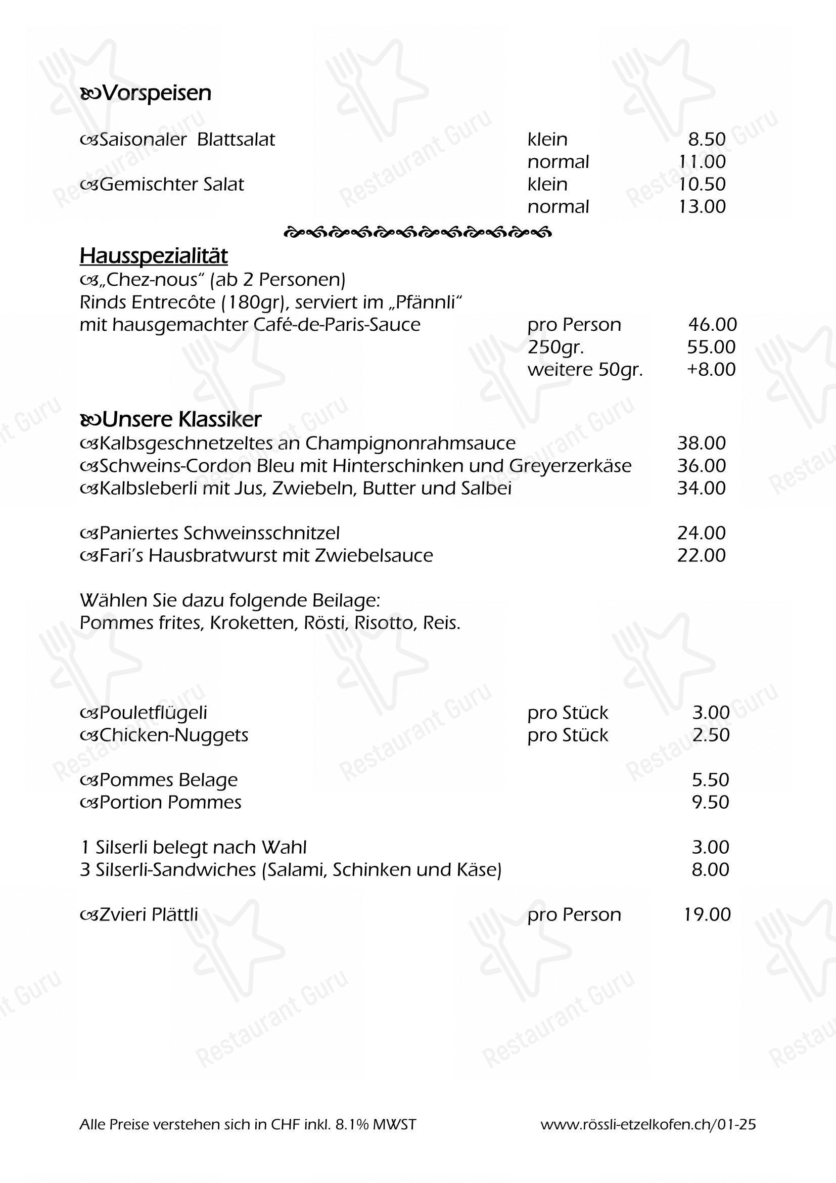 David Portner in Fraubrunnen - Menu