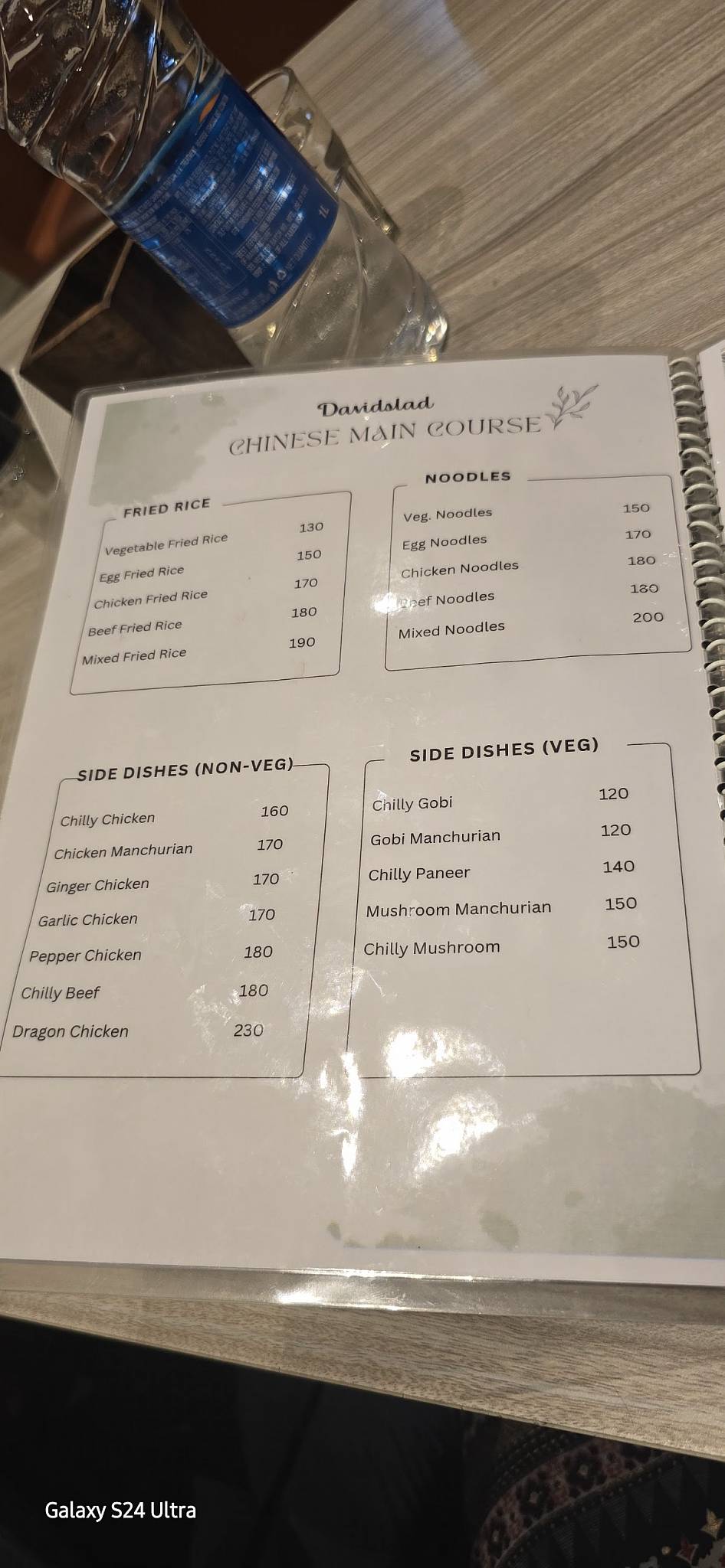 David's Lad foodie buddy menu