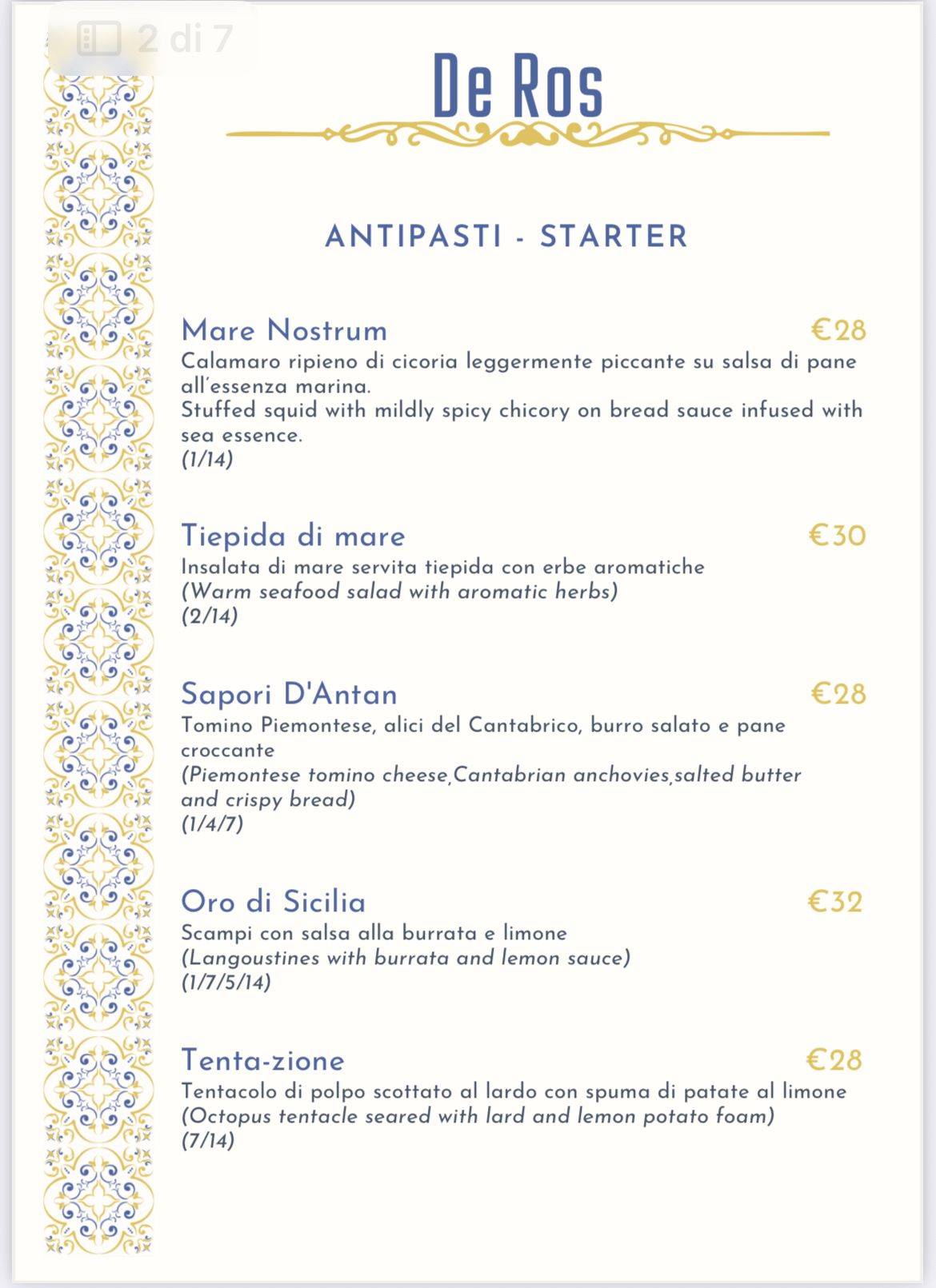 Menu di Deros Ristorante 