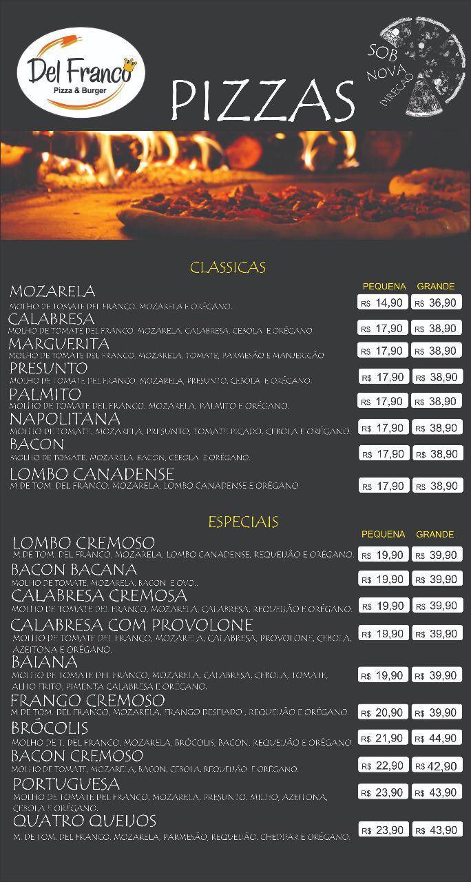 Del Franco Pizza & Burguer cardápio