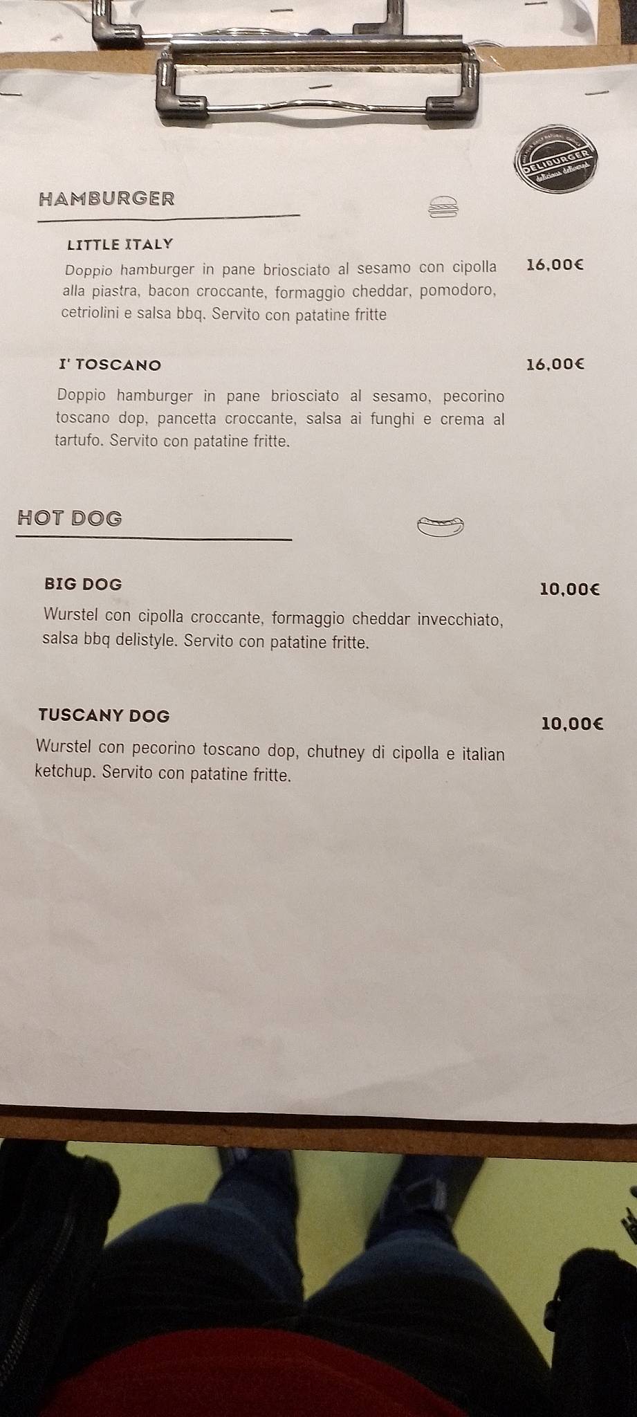 Menu di Deliburger Firenze Nord 