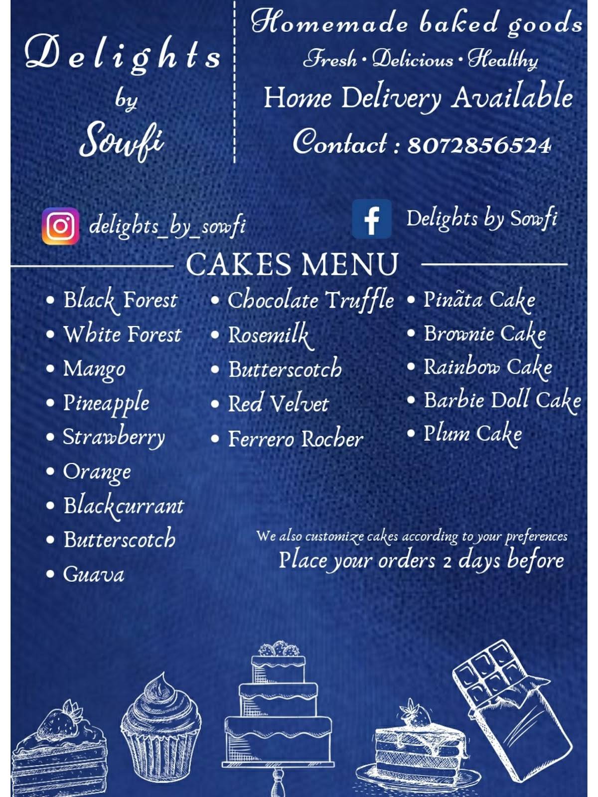 Delights by Sowfi menu