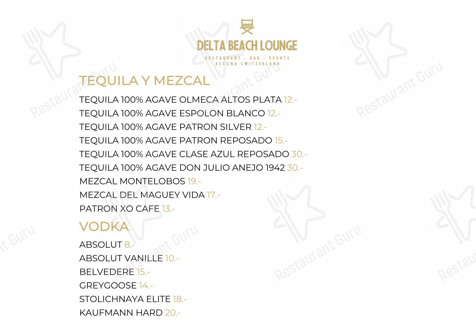 Основное меню per Delta Beach Lounge in Ascona