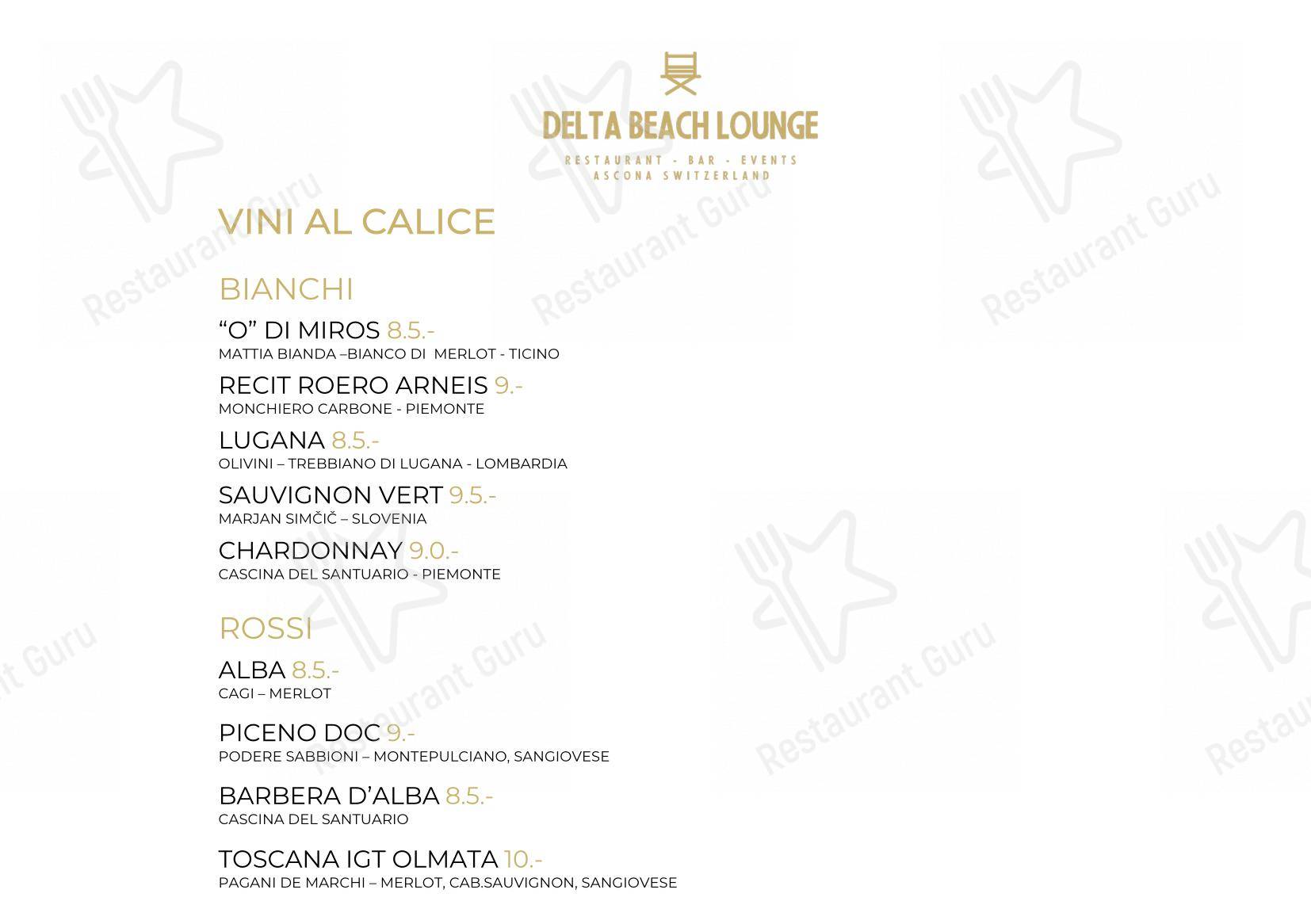 Menu di Delta Beach Lounge - Основное меню