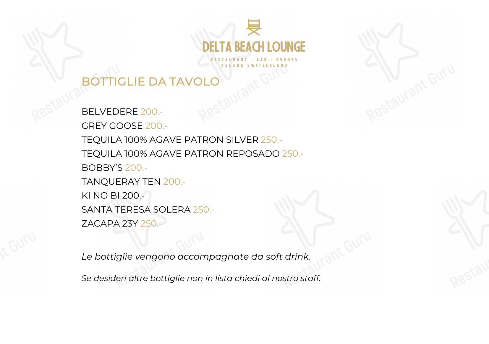 Menu di Delta Beach Lounge - Основное меню