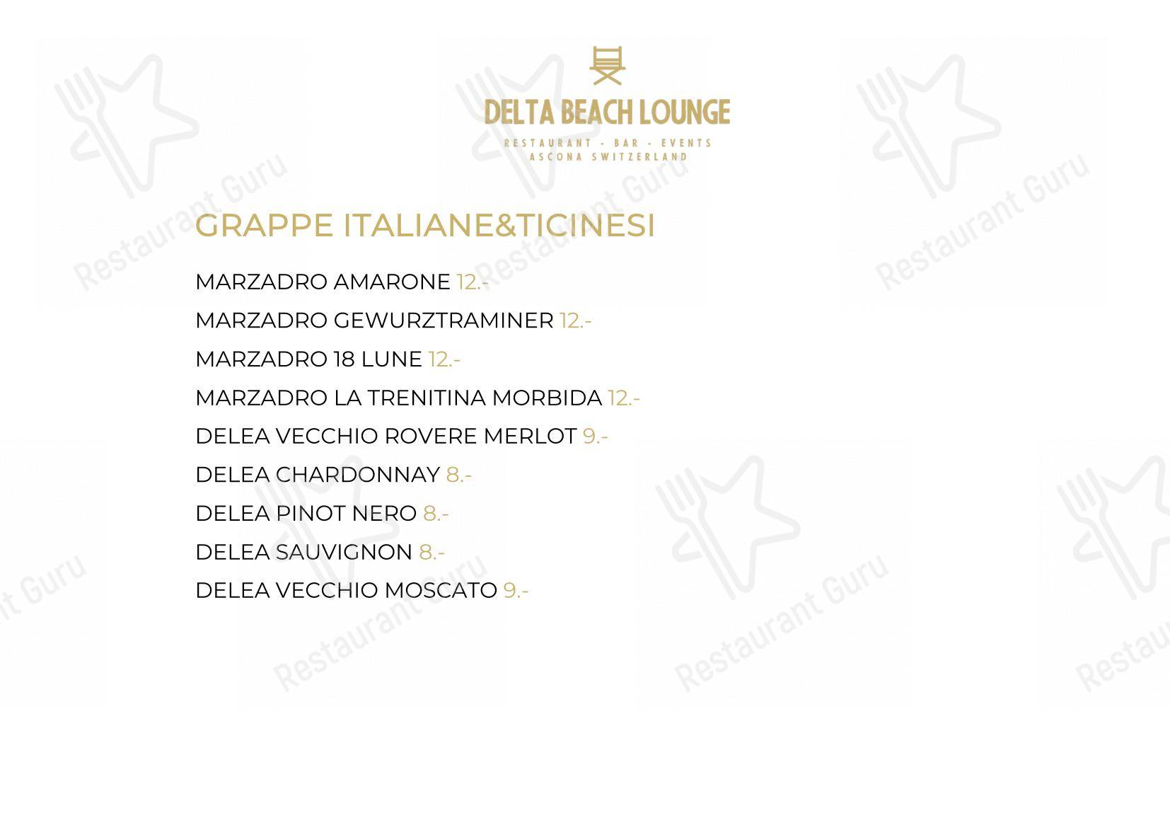 Основное меню per Delta Beach Lounge in Ascona