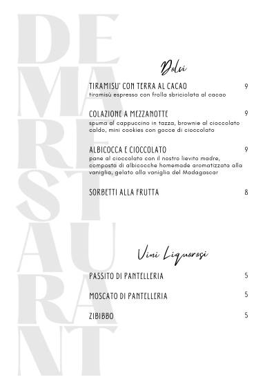 Menu di DEMA Restaurant 