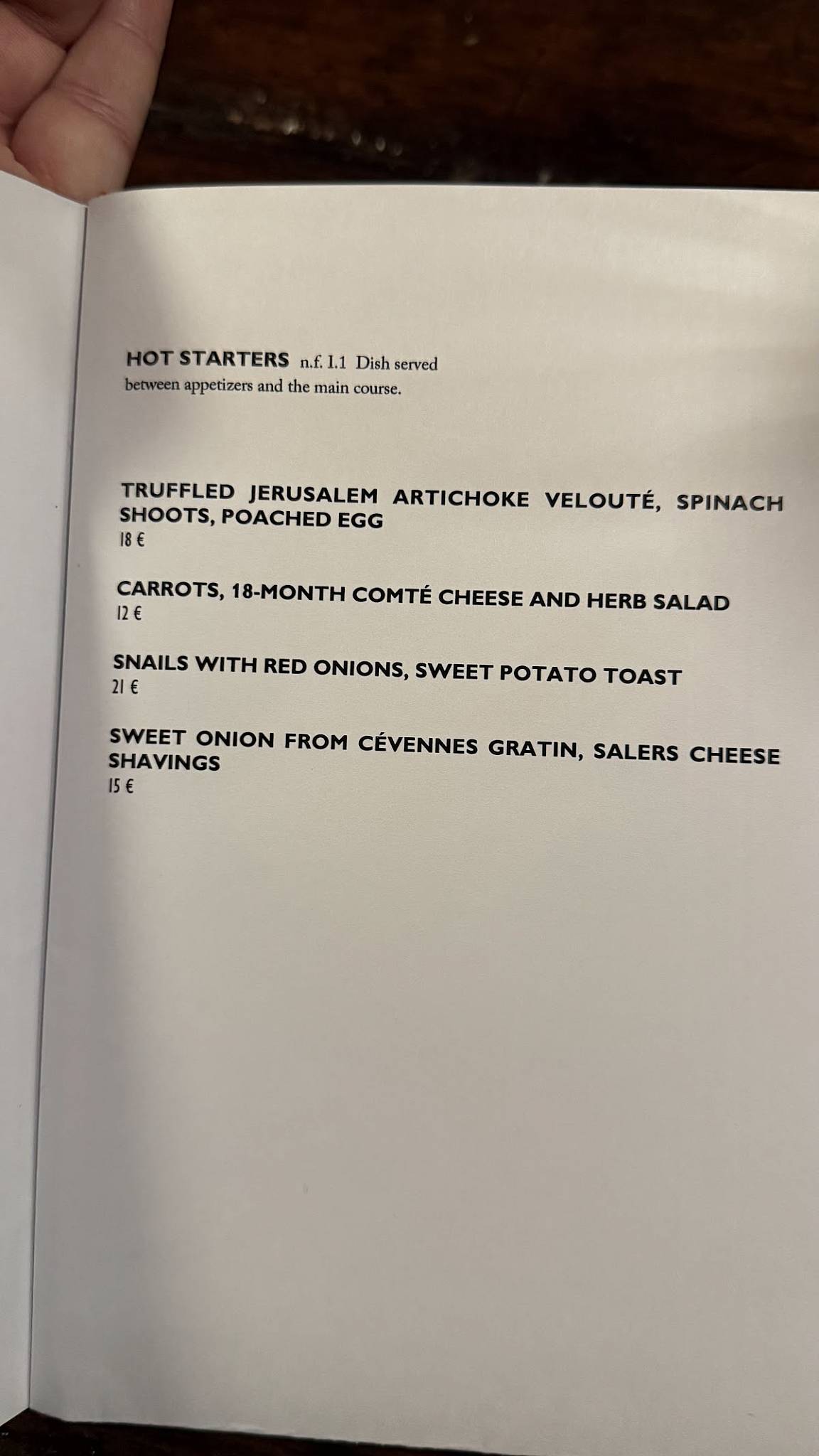 Menu de Restaurant Derrière