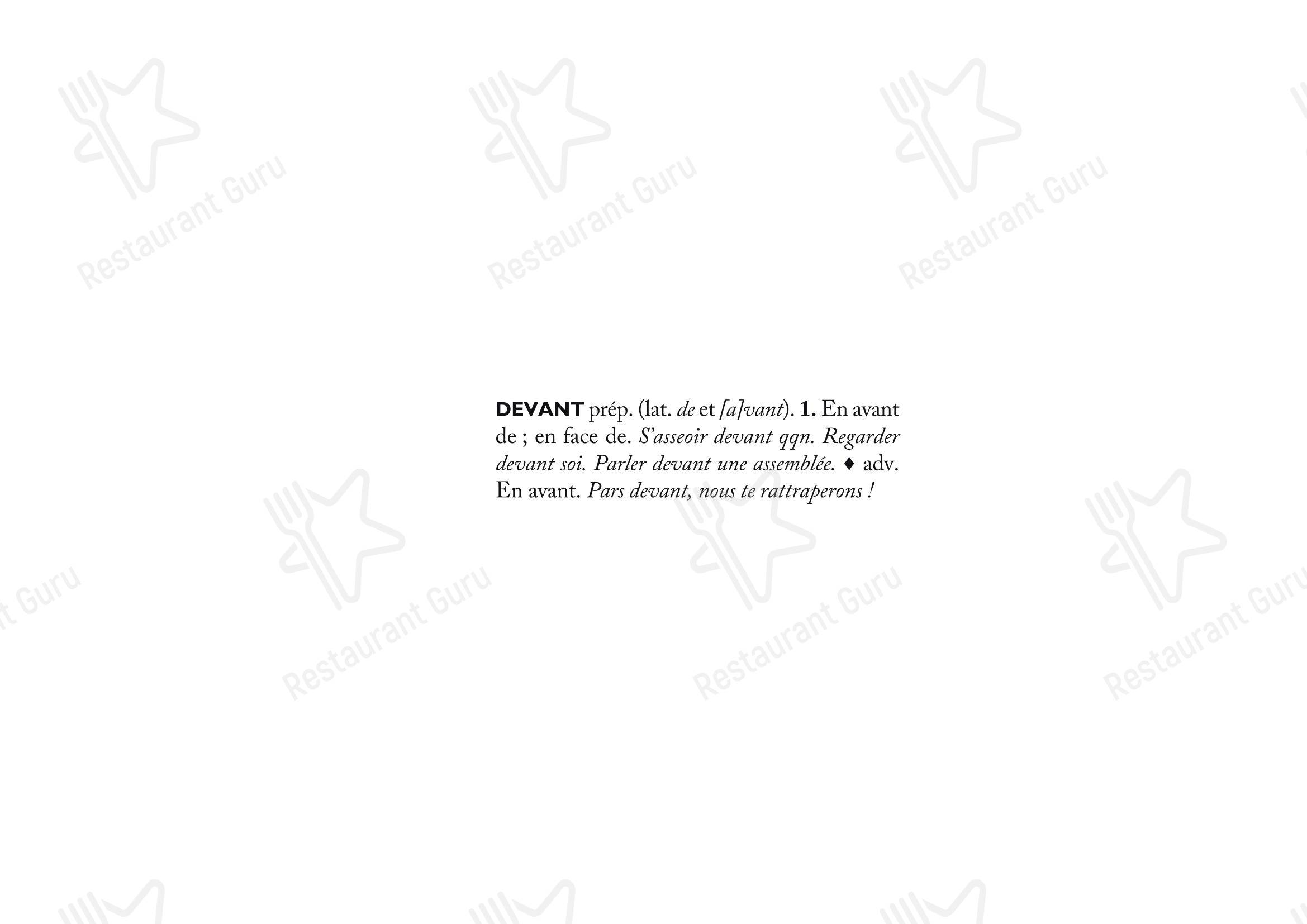 Menu pour Restaurant Derrière