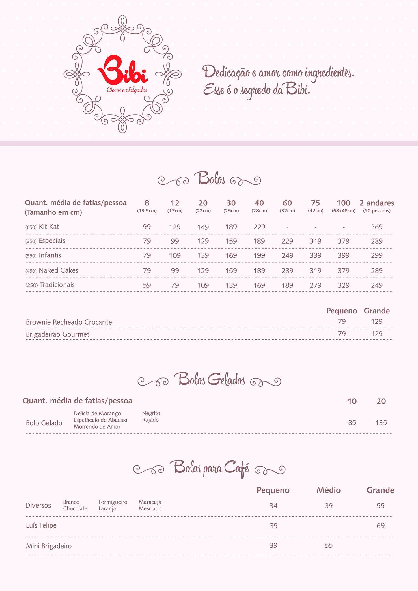 Lili Doces e Salgados cardápio