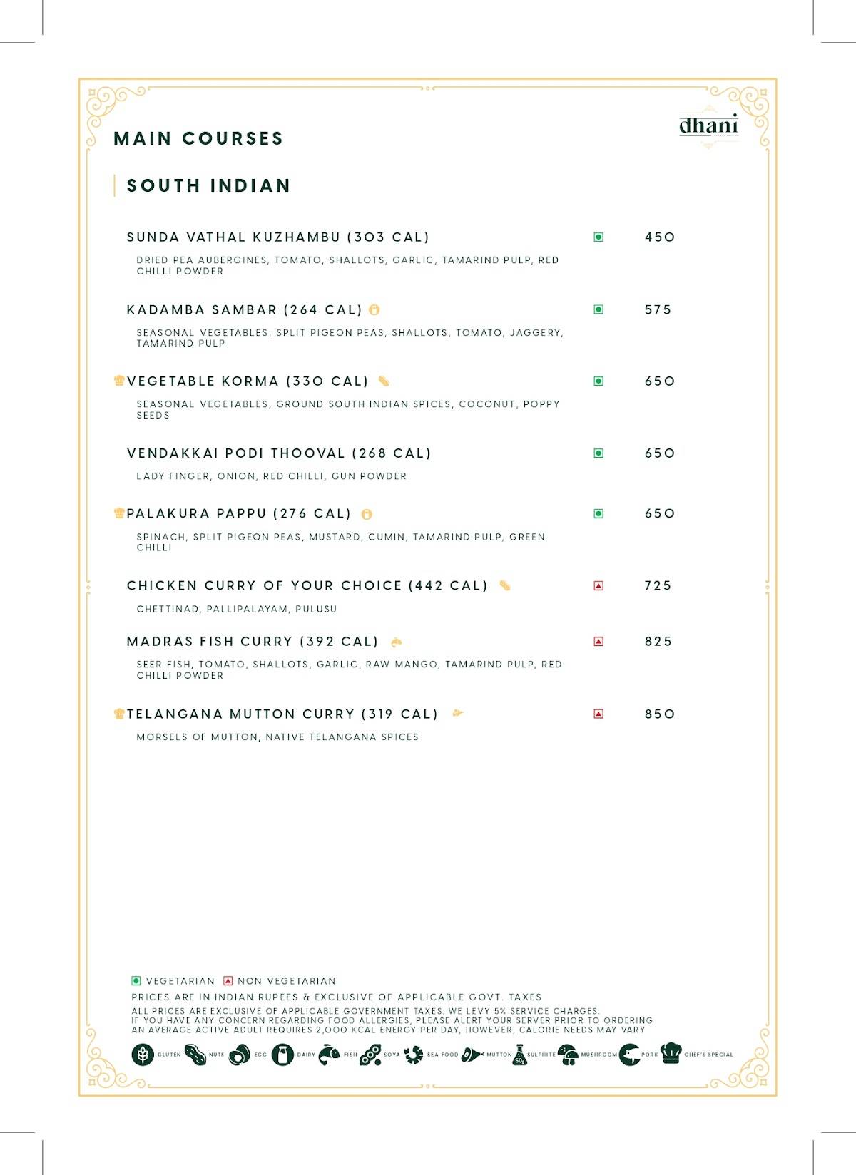 Dhani Restaurant - Kaldan Samudhra menu
