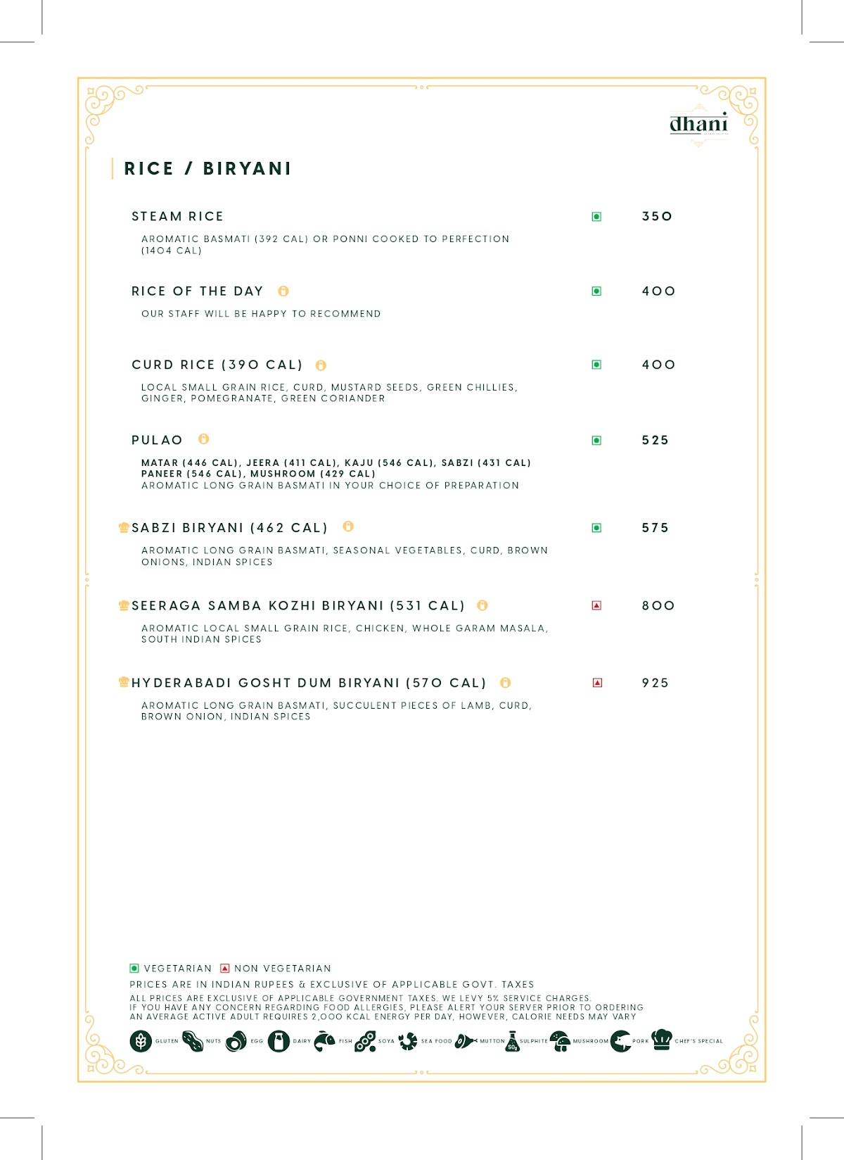 Dhani Restaurant - Kaldan Samudhra menu