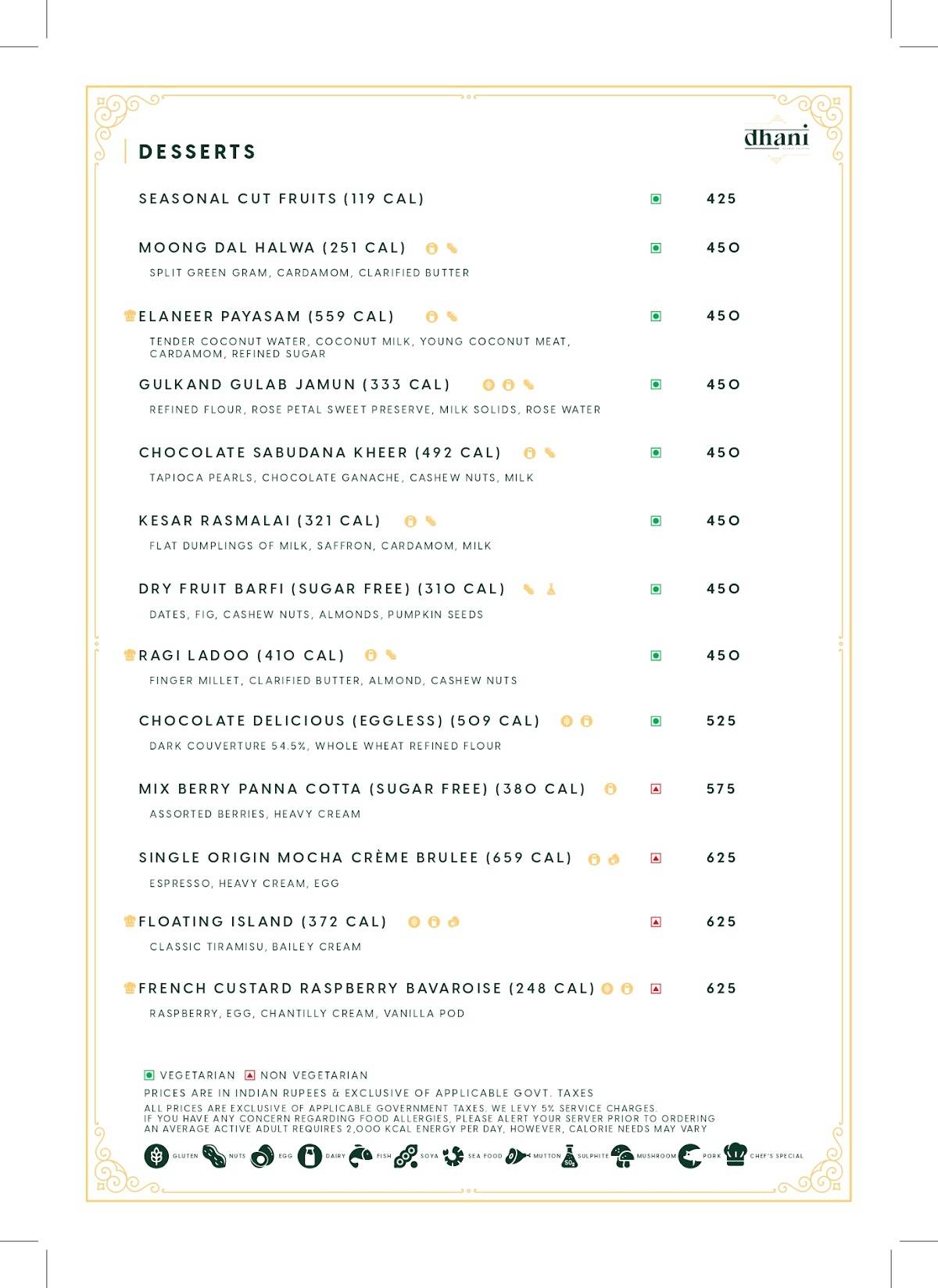 Dhani Restaurant - Kaldan Samudhra menu