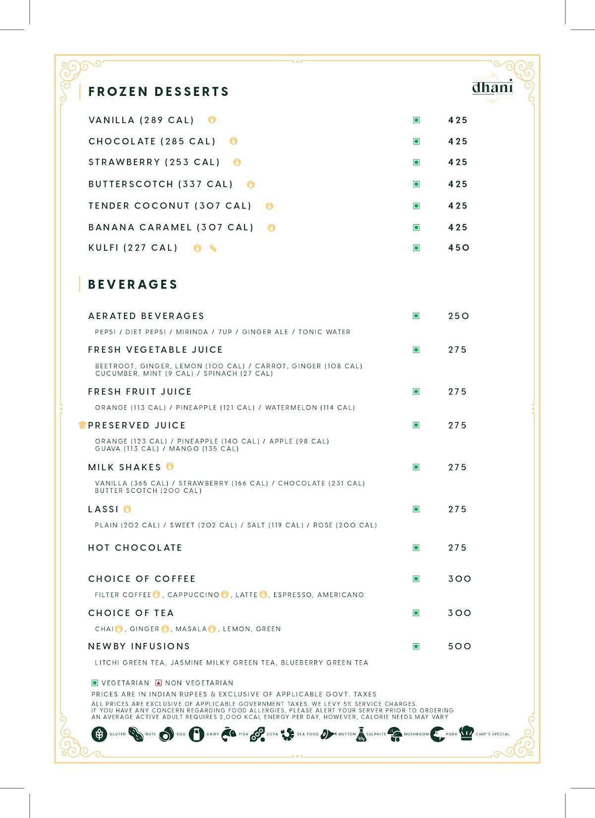 Dhani Restaurant - Kaldan Samudhra menu