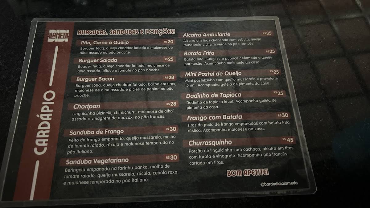 Didi Alameda cardápio
