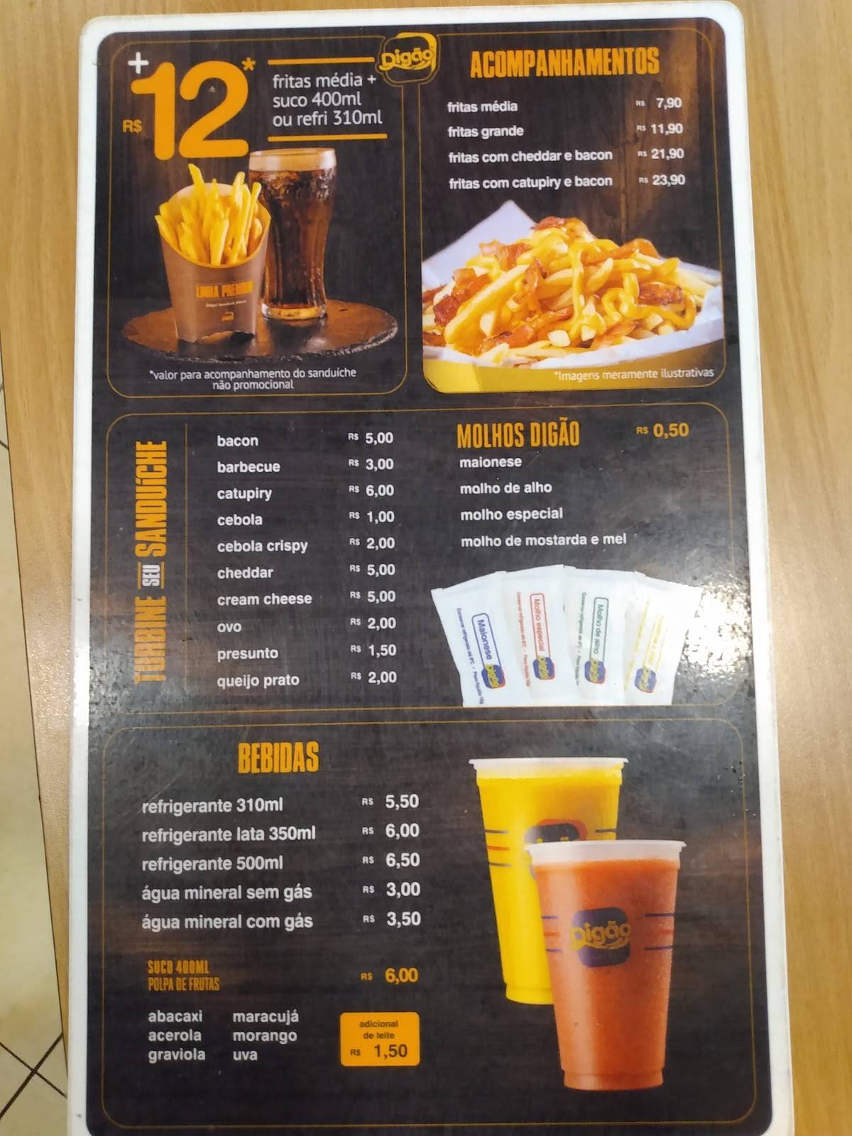 Digão São Pedro cardápio