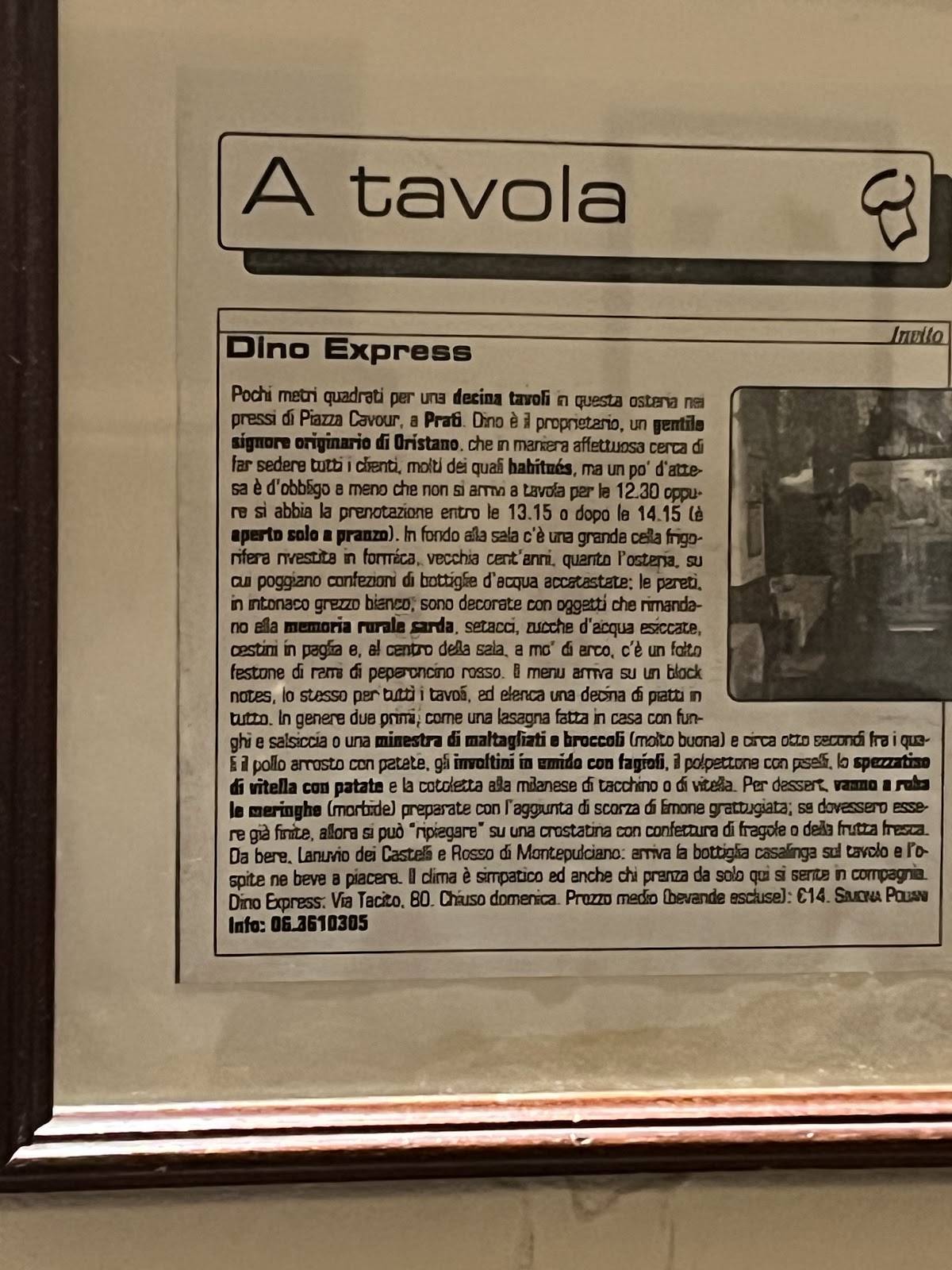 Menu de Dino Express