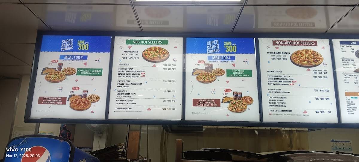 Dominos pizza menu