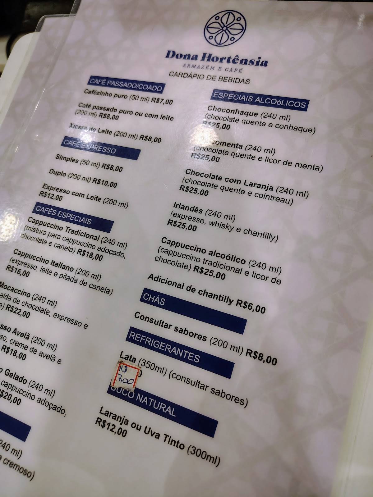 Dona Hortênsia Armazém E Café cardápio