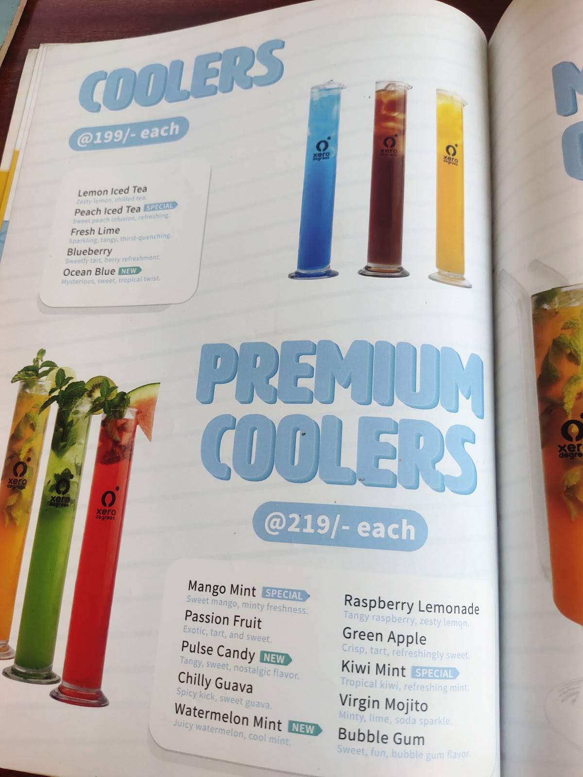 Xero Degrees menu