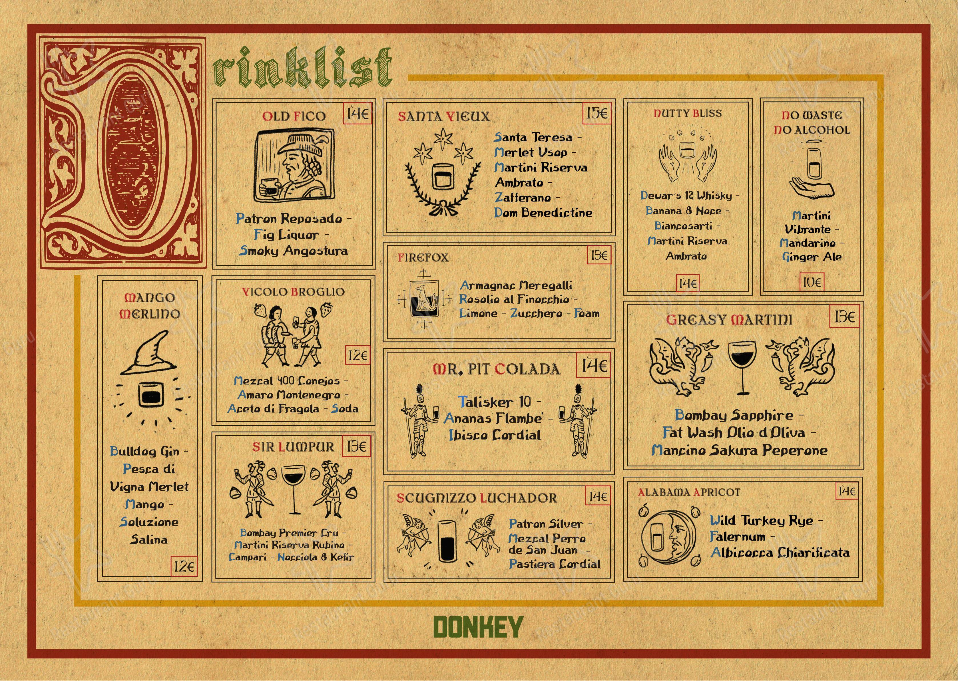 Menu di Donkey - Menu