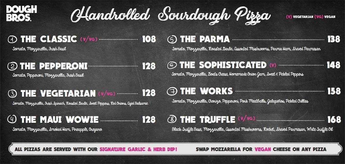Carta de pizzería Dough Bros. Pizza & Doughnuts (Kennedy Town), Hong Kong