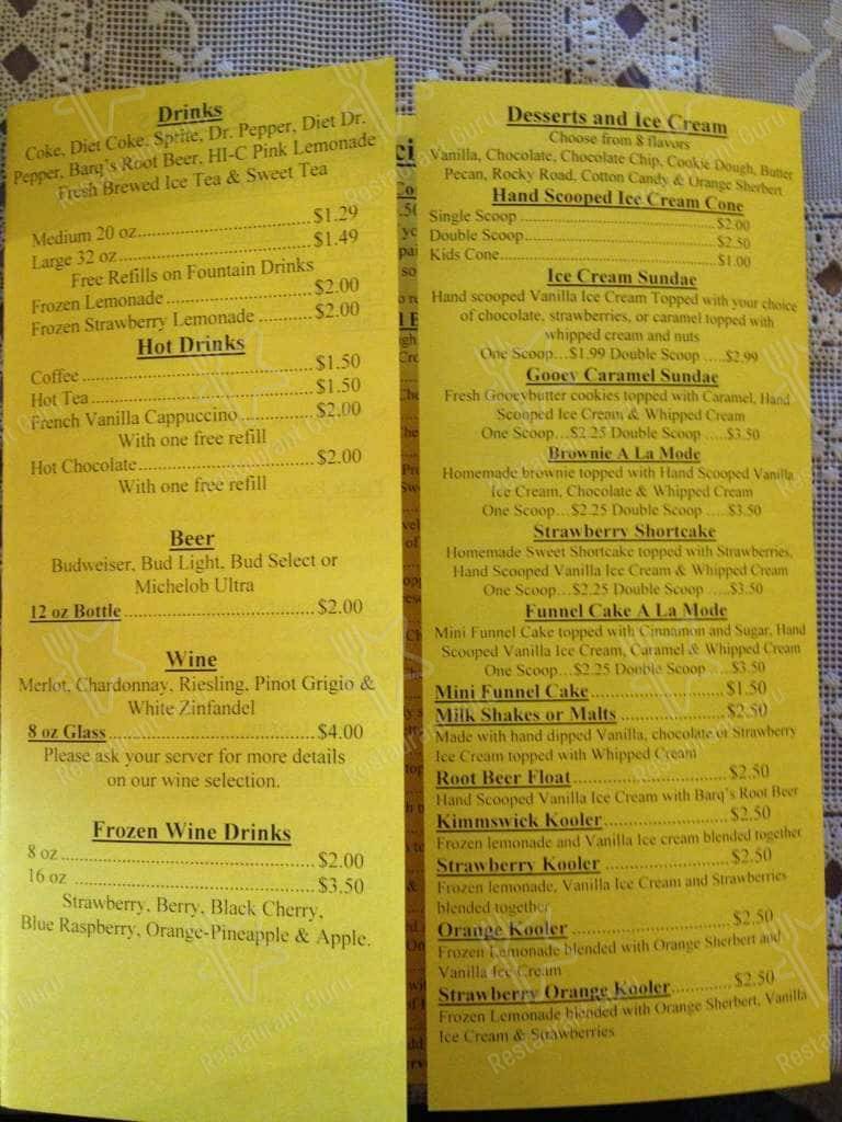 Menu at Dough Depot cafe, Kimmswick