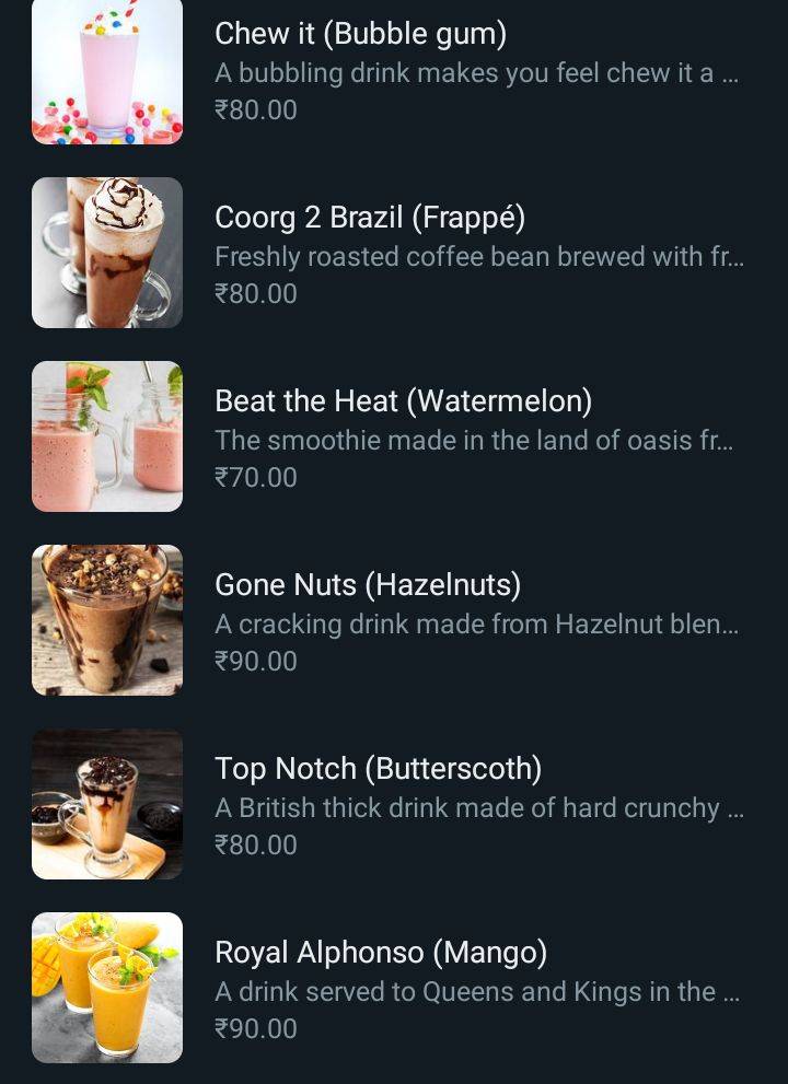 Drooling Jacks menu