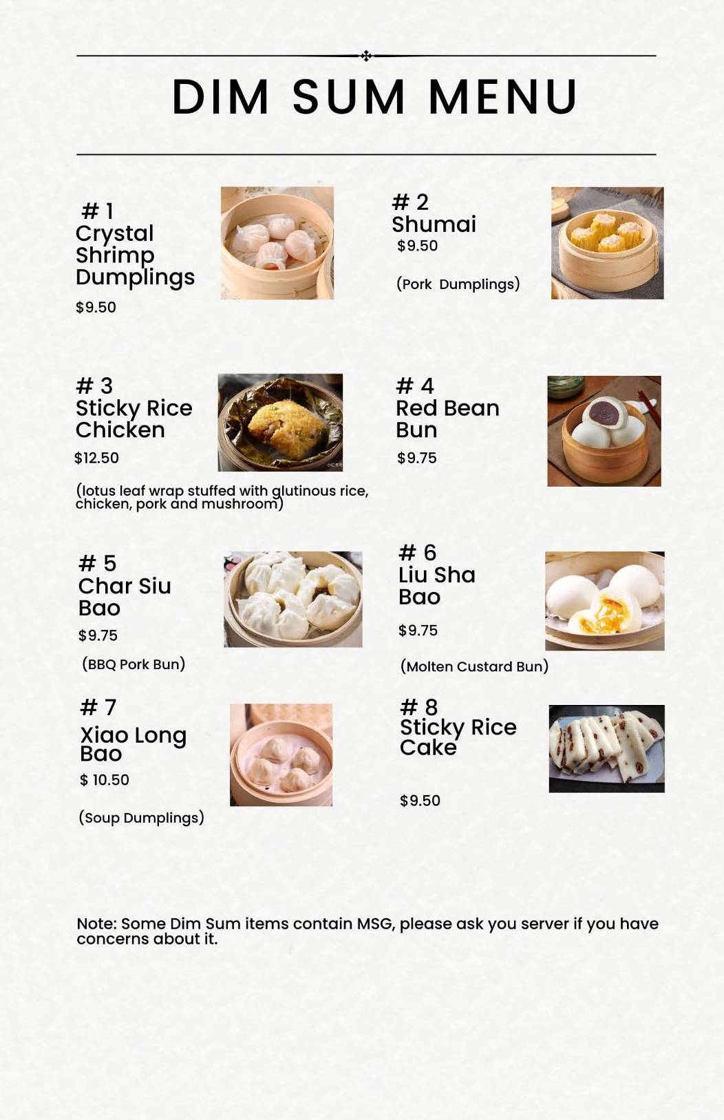 Menu de Dumpling House Williams Lake