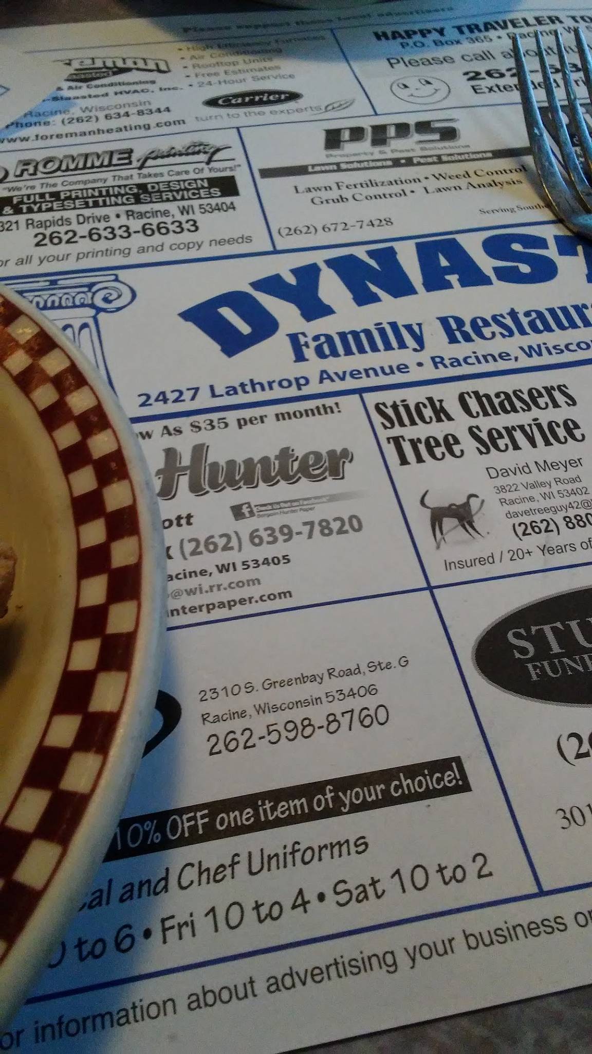 Menu at Dynasty Family Restaurant, Racine