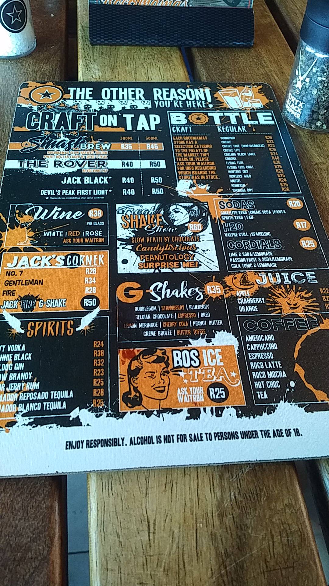 Menu at Beacon Bay Crossing restaurant, East London