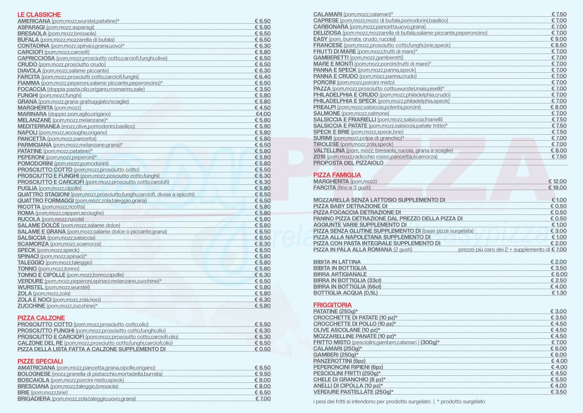 Menu di Easypizza paratico 
