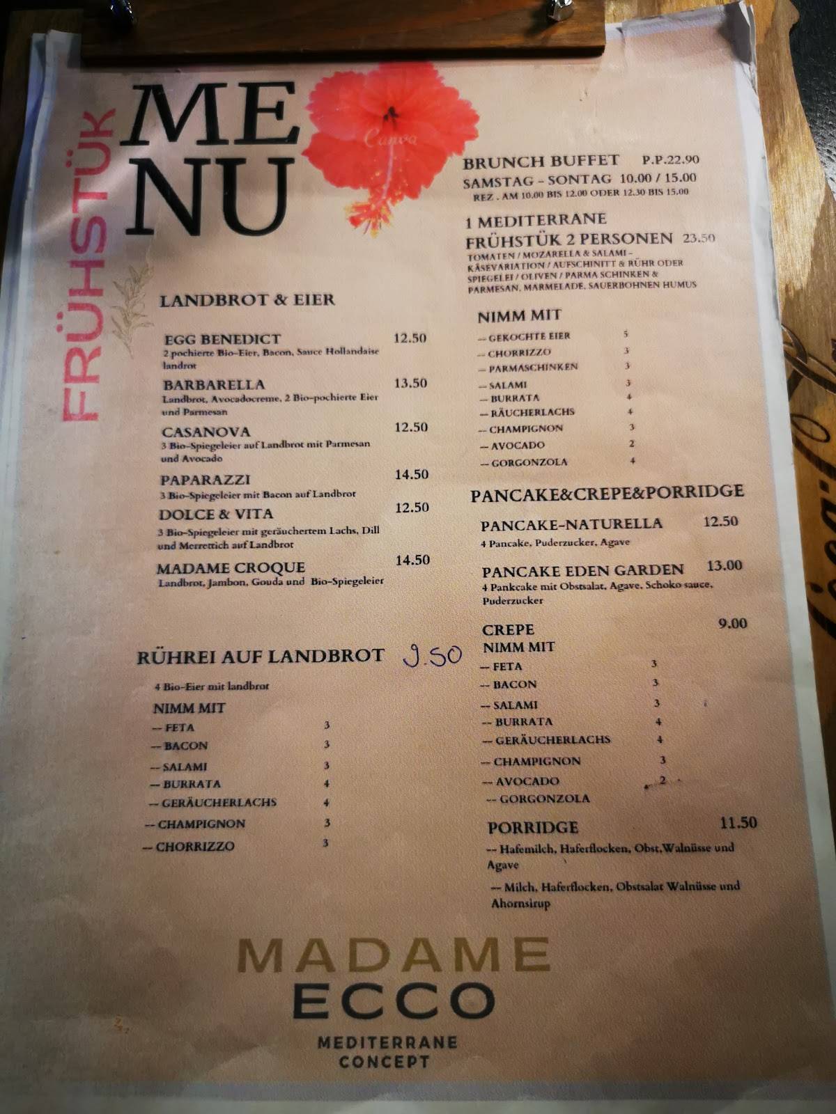 Menu de Ecco