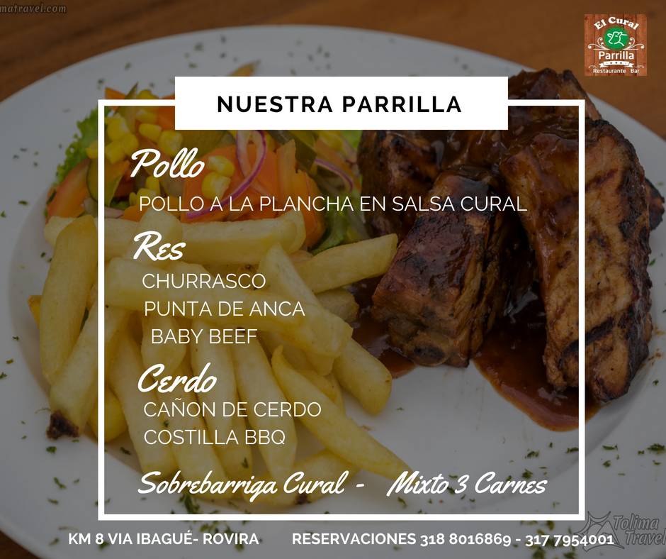 Menu at El CURAL Parrilla, Colombia