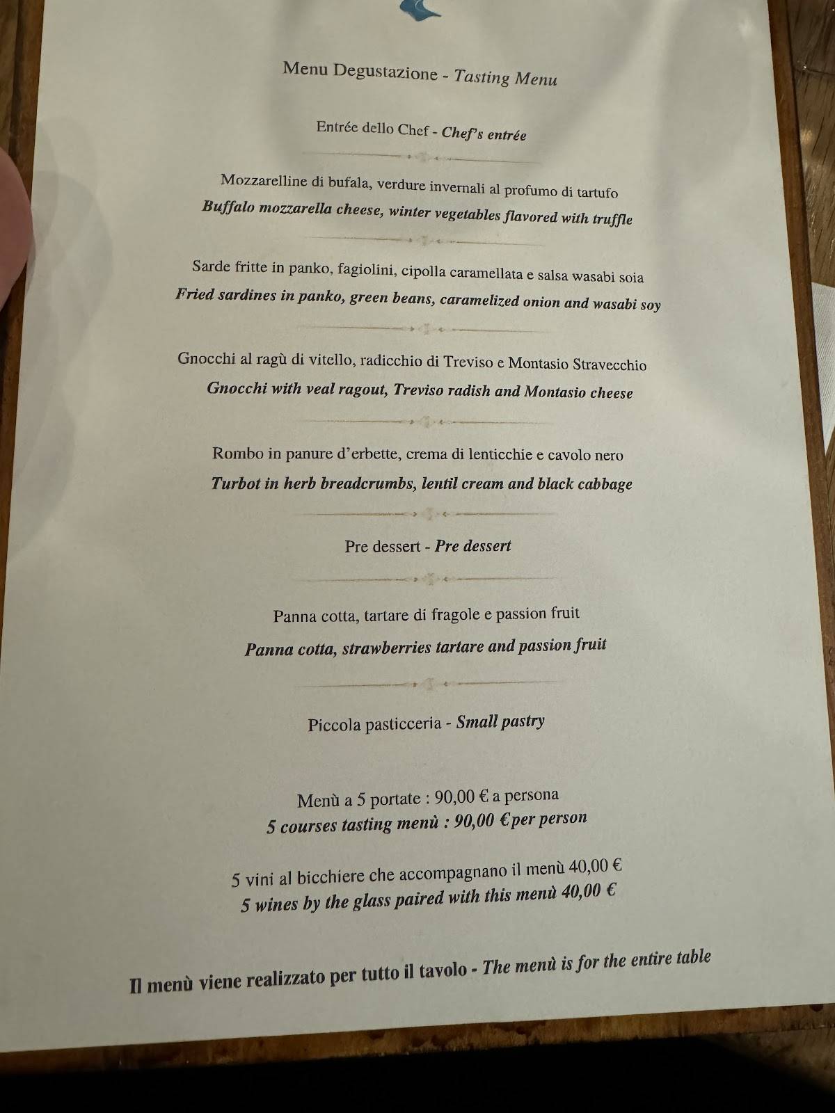 Menu di El Magazen osteria contemporanea 